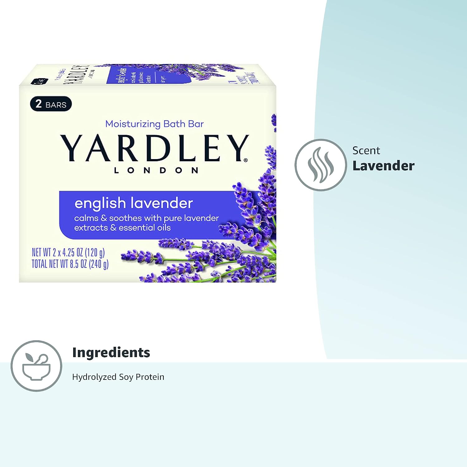 Yardley London Nourishing Bath Soap Bar Aloe & Avocado, Conditions Skin with Creamy Avocado & Olive Extracts, 4.0 oz Bath Bar, 1 Soap Bar