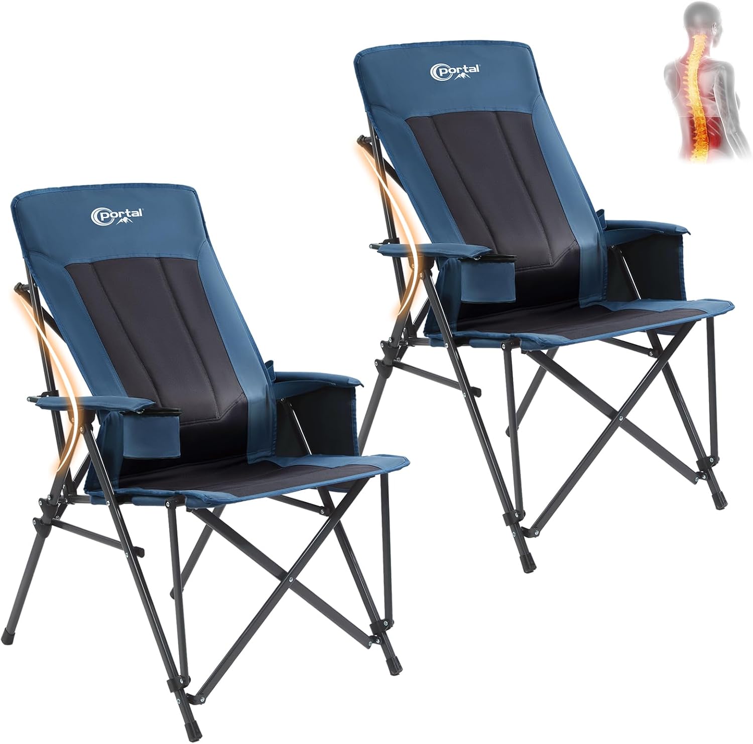 Portal Camping Chair with Lumbar Support for Adults Folding Portable High Back Oversized, 400LBS