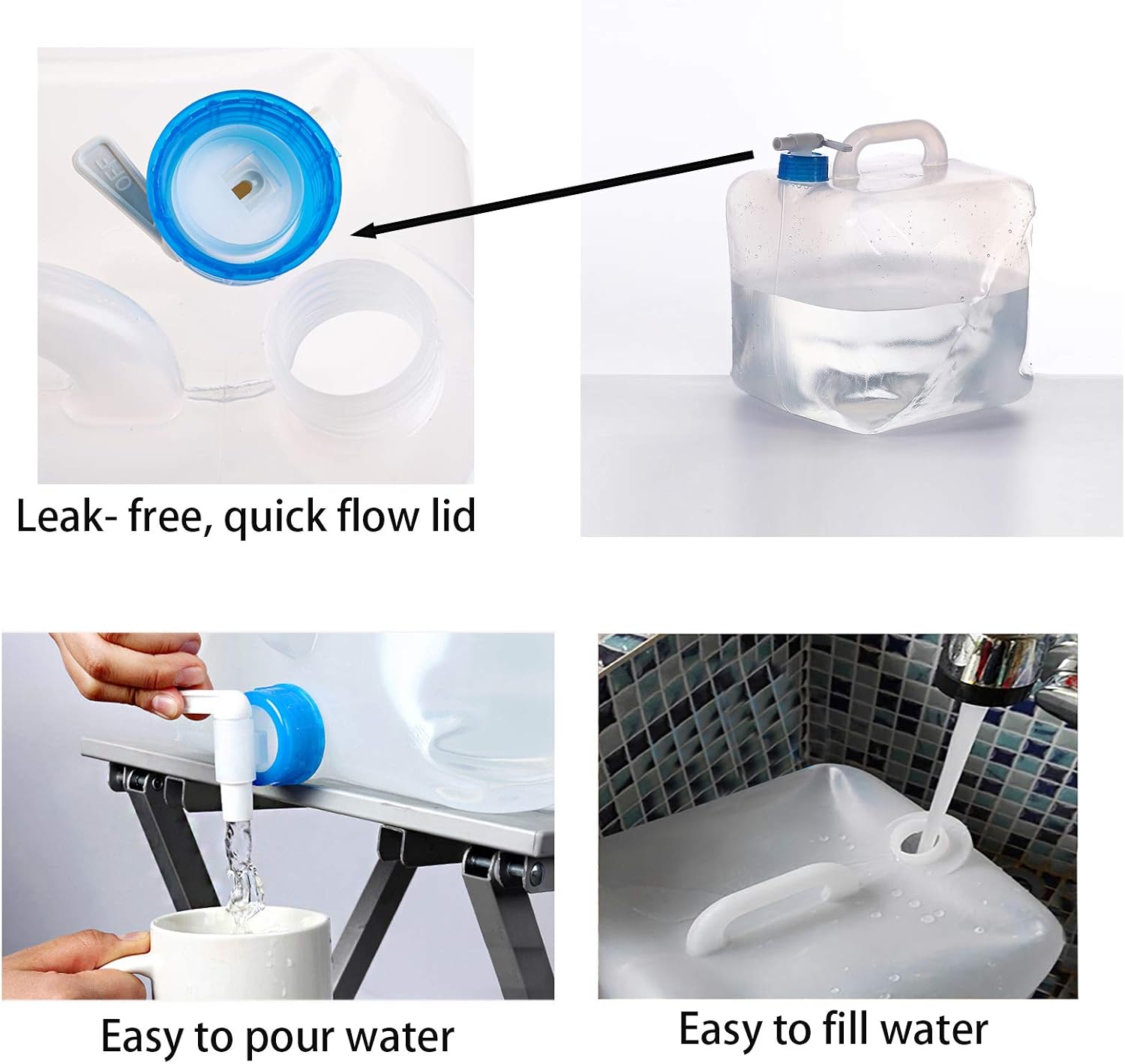 Cedilis 2 Pack 5.3 Gallon Collapsible Water Container with Spigot, Food Safe Water Storage Jug