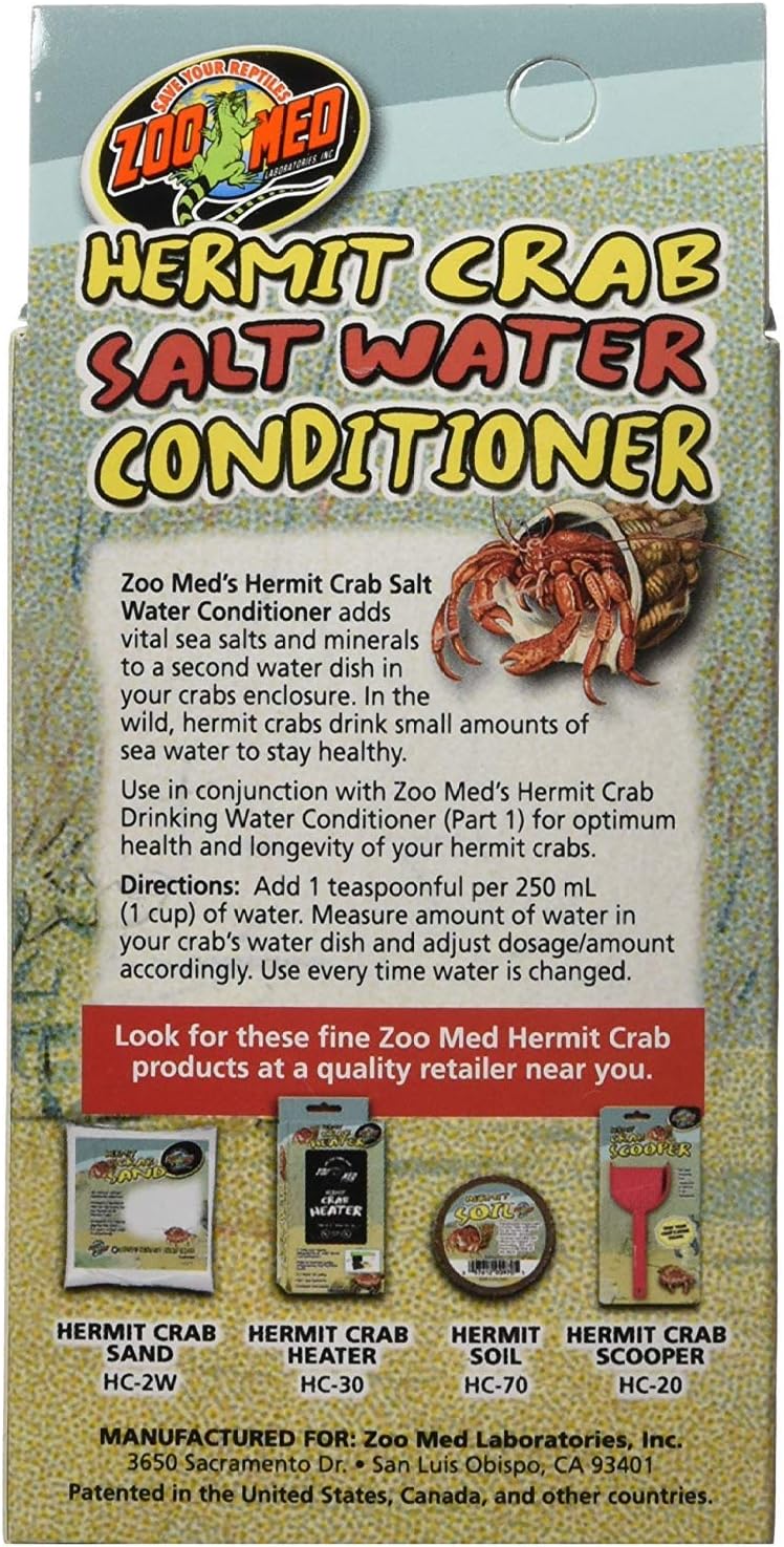 (3 Pack) Zoo Med Hermit Crab Salt Water Conditioner, 2.25-Ounce Each