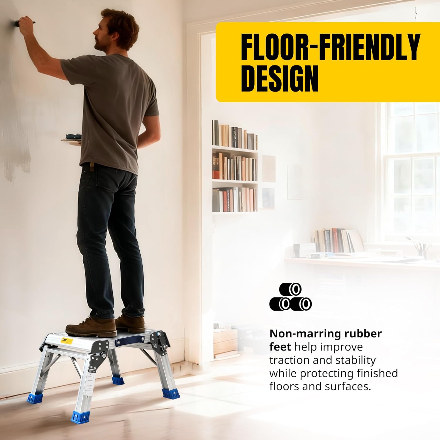 MaxWorks Folding Aluminum Work Platform and Step Stool 350 lb Capacity Lightweight Portable Step with Carry Handle for Garage Home and Jobsite Use
