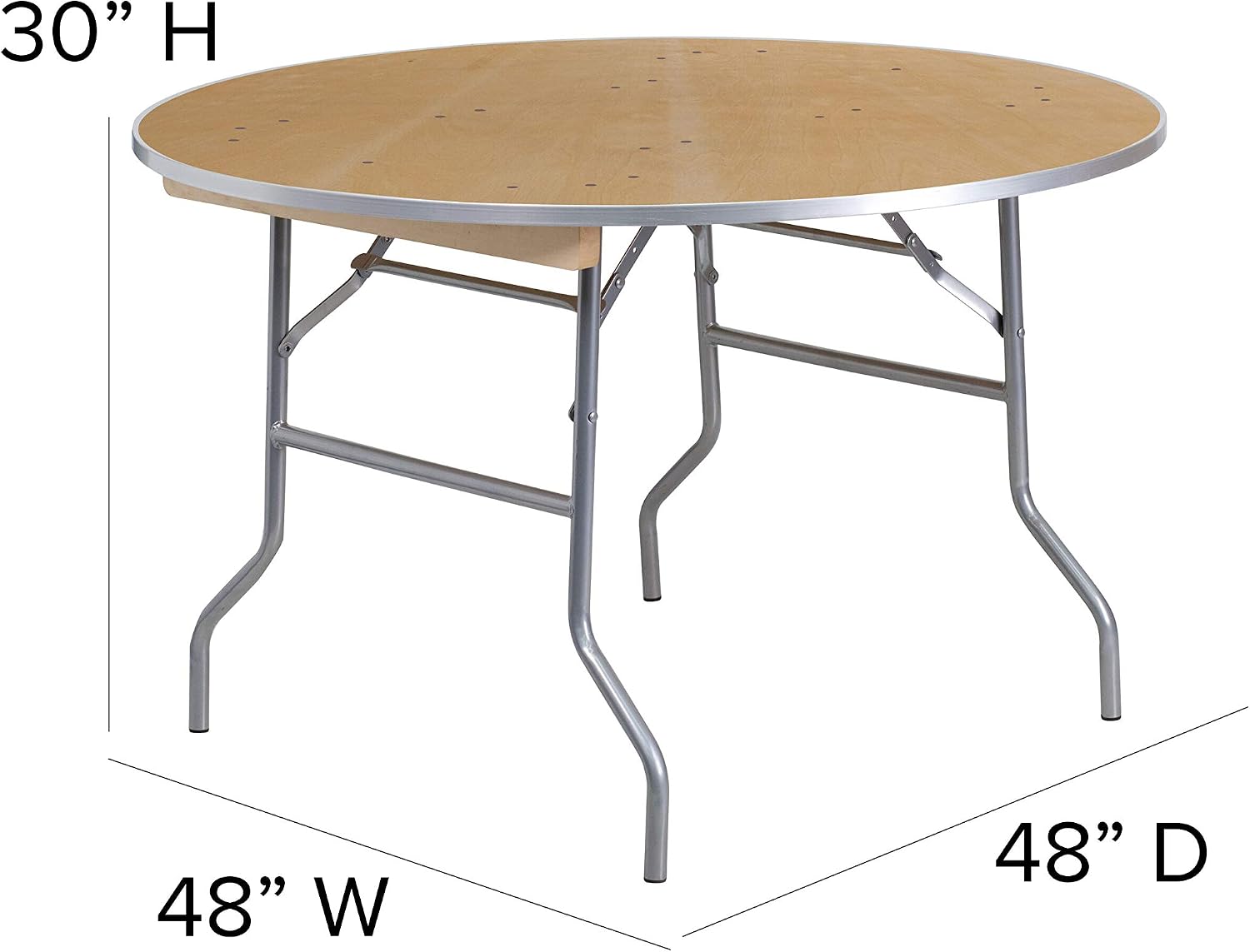 Flash Furniture 4 ft Metal Folding Round Banquet Table with Metal Edges | Durable Construction, Commercial Use