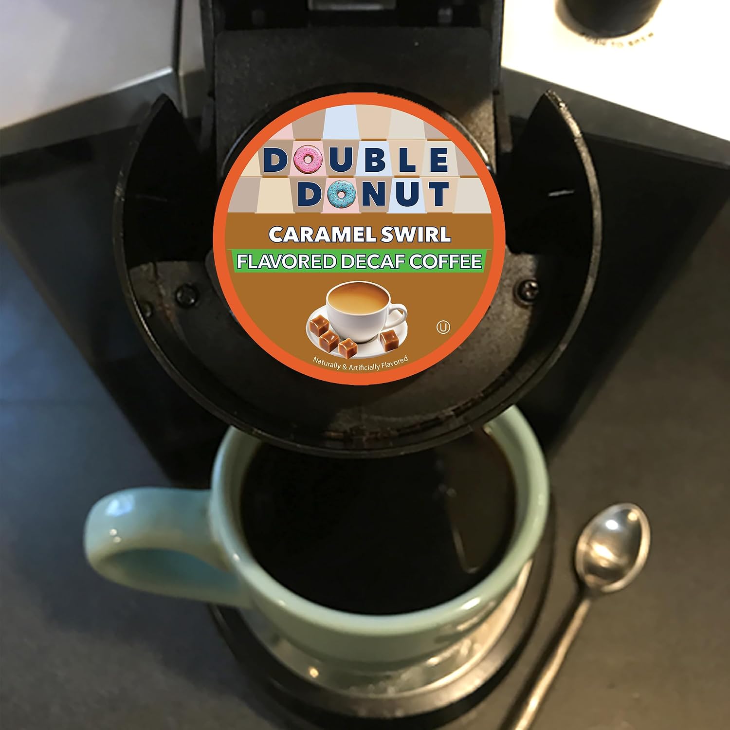 Double Donut Coffee Double Donut Medium Roast Decaf Coffee Pods, Classic, for Keurig K-Cup Machines, 24 Single-Serve Capsules per Box