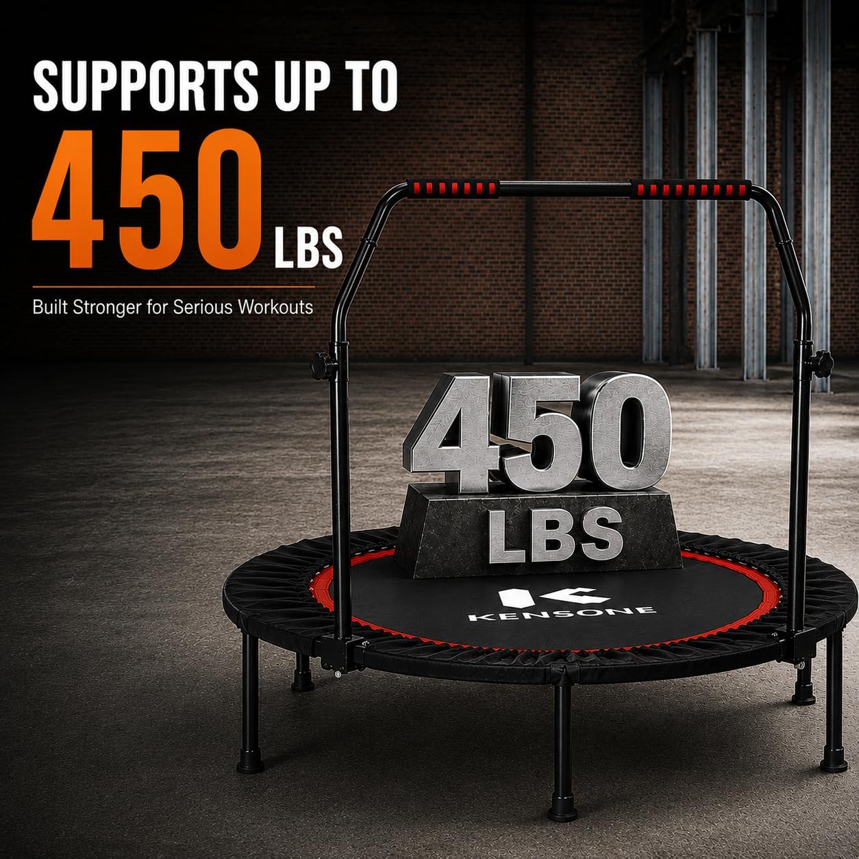 KENSONE 40"/48" Rebounder Trampoline for Adults Indoor Handle 330/450 LBS