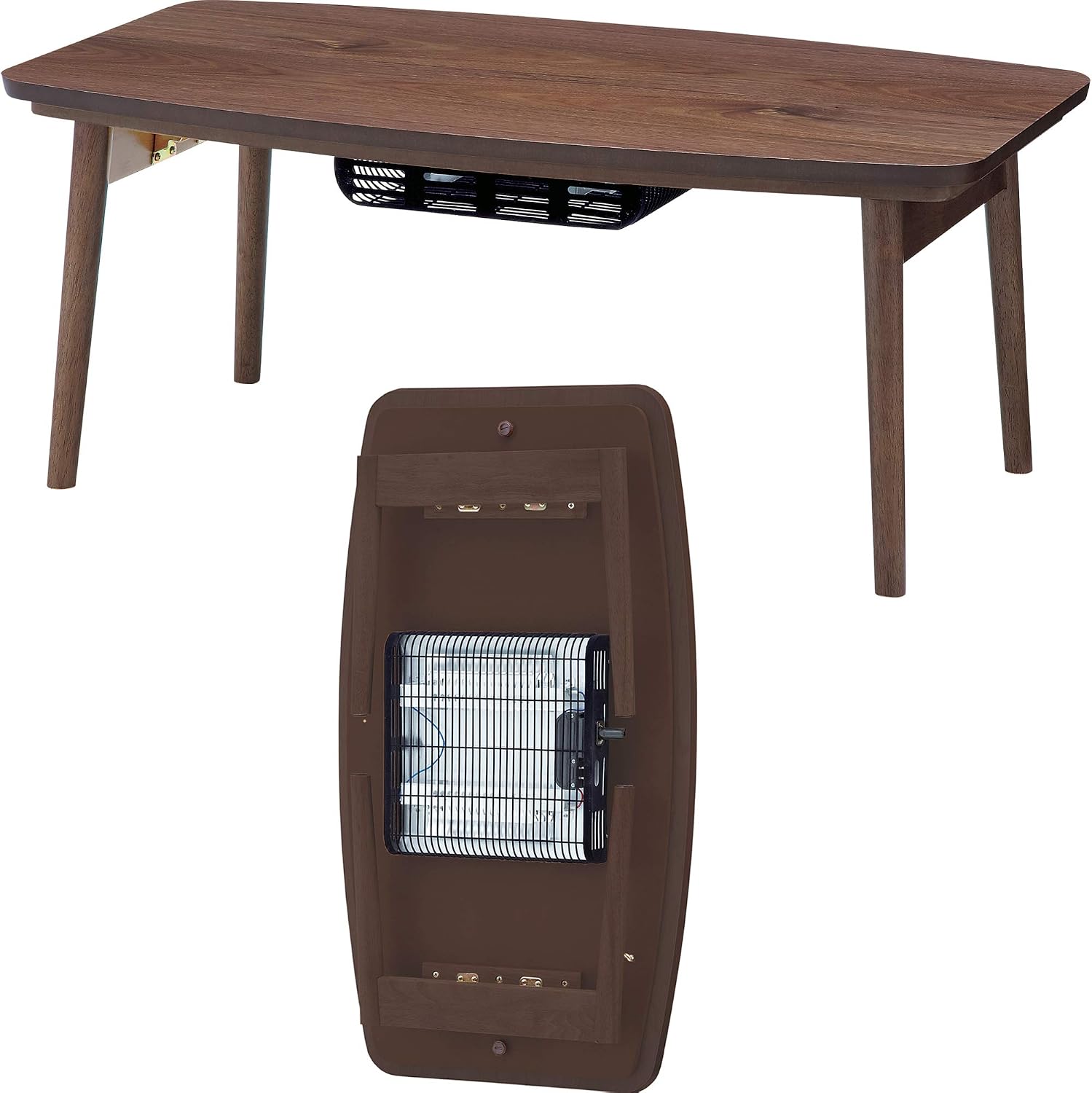 AZUMAYA Kotatsu Heater Folding Legs Table W36.0 x D20.0 x H14.5 Inches Natural Oak and Rubber Wood Material Home and Living Herringbone Pattern Table Top Wood Brown Color KT-111