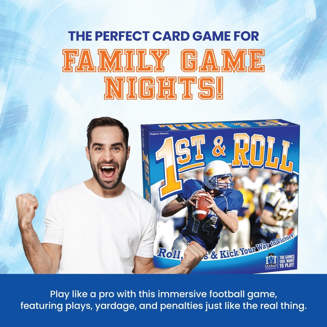 R&R Games 1st & Roll, Football Board Game for Adults and Kids, 2-4 Players, Ages 14+, Ideal for Family Night