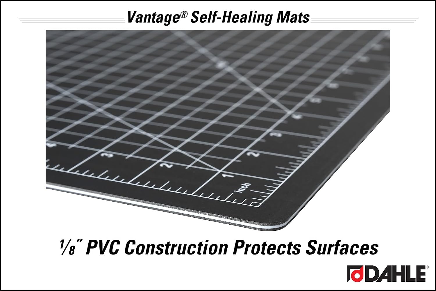 Dahle Vantage 10673 Premium Self-Healing Cutting Mat, 24"x36", 1/2" Grid, 5 Layers for Max Healing, Perfect for Crafts & Sewing, Black