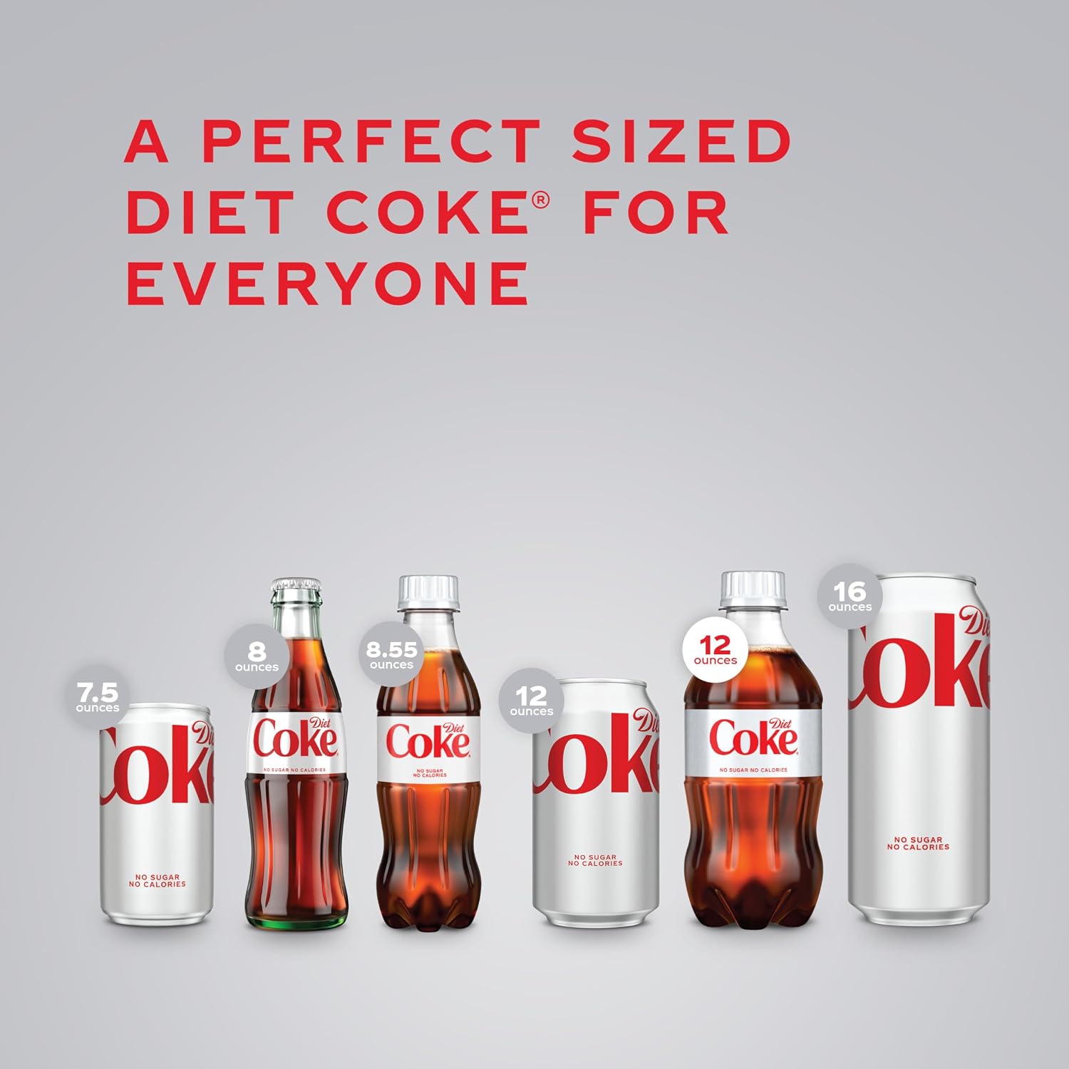 Diet Coke Soda Soft Drink Bottles, 12 fl oz, 8 Pack | No sugar, no calories, 46 mg caffeine per bottle