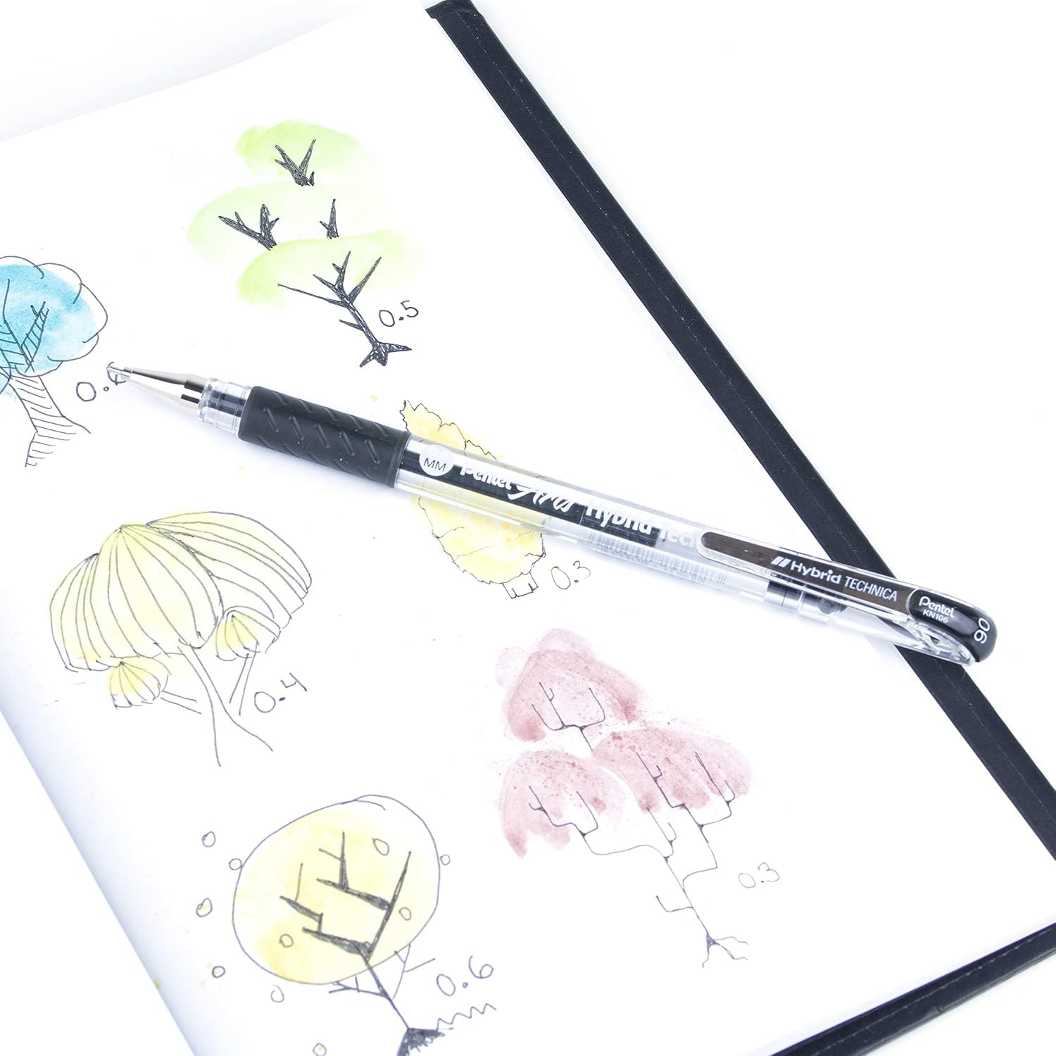 Pentel Arts Hybrid Technica Pen, (0.3mm), Ultra Fine Point, Black Ink, Box of 12 (KN103-A)