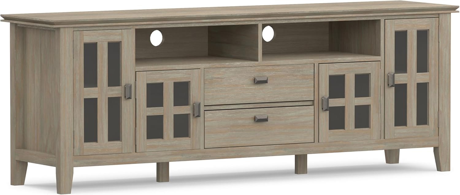 SIMPLIHOME Artisan 53" Wide Solid Wood TV Stand in Russet Brown