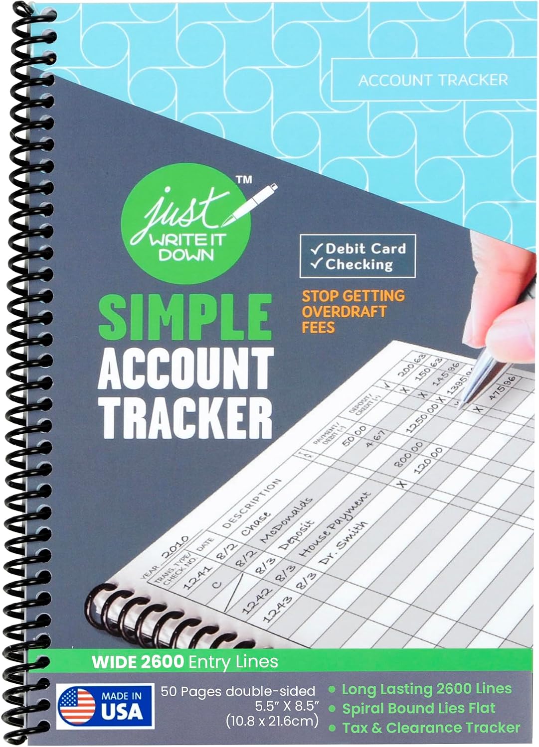 The Superior Register's Premium Check Book Register & Debit Card Ledger Notebook - Checking Account Register, Business Ledger