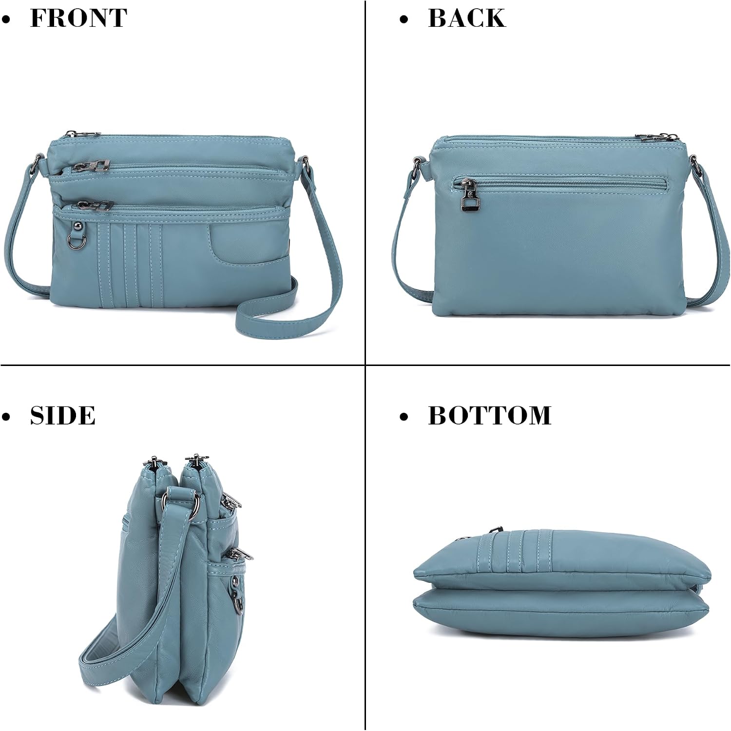 MINICAT Multi Pocket Small Crossbody Purses for Women Everyday Shoulder Bag | Lightweight Organizer, Cross body Bag with Multiple Zipper Pockets, Vegan Leather, Phone Purse for Travel Casual Daily