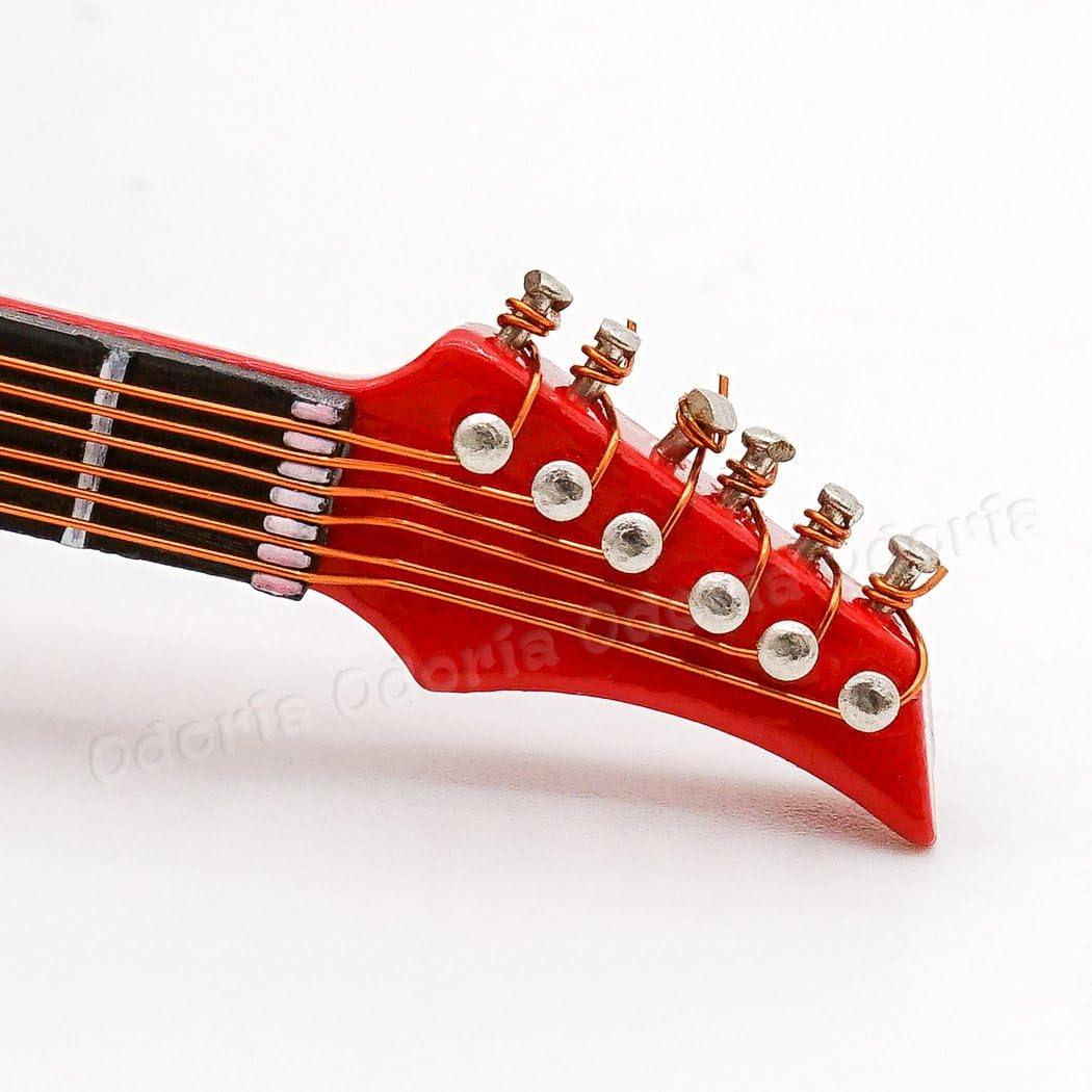 Odoria 1/12 Miniature Electric Guitar Dollhouse Musical Instruments Accessories, Red