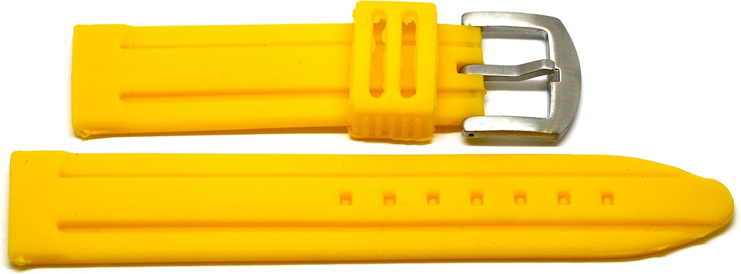 22MM Yellow Soft Silicone Rubber Sport Diver Watch Band Strap FITS Invicta