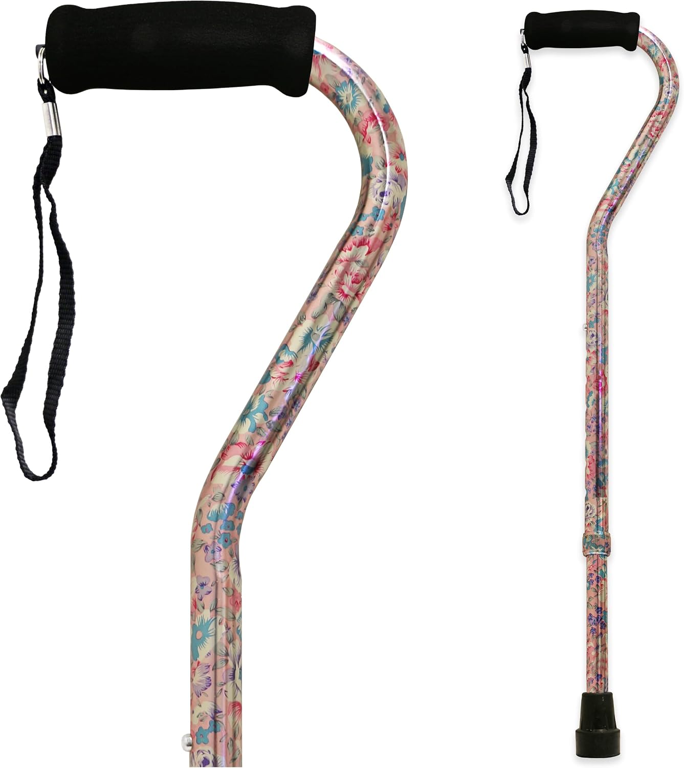 PCP Adjustable Cane, Offset Handle, Foam Grip, Wrist Strap, Lightweight Aluminum, Hunter Camouflage Pattern