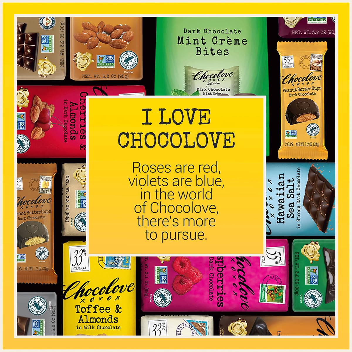Chocolove Creamy Milk Chocolate Bars | 33% Cocoa | Crafted with Silky Premium Chocolate | Non-GMO, & Gluten-Free, 3.2 oz Bar (12 Pack)
