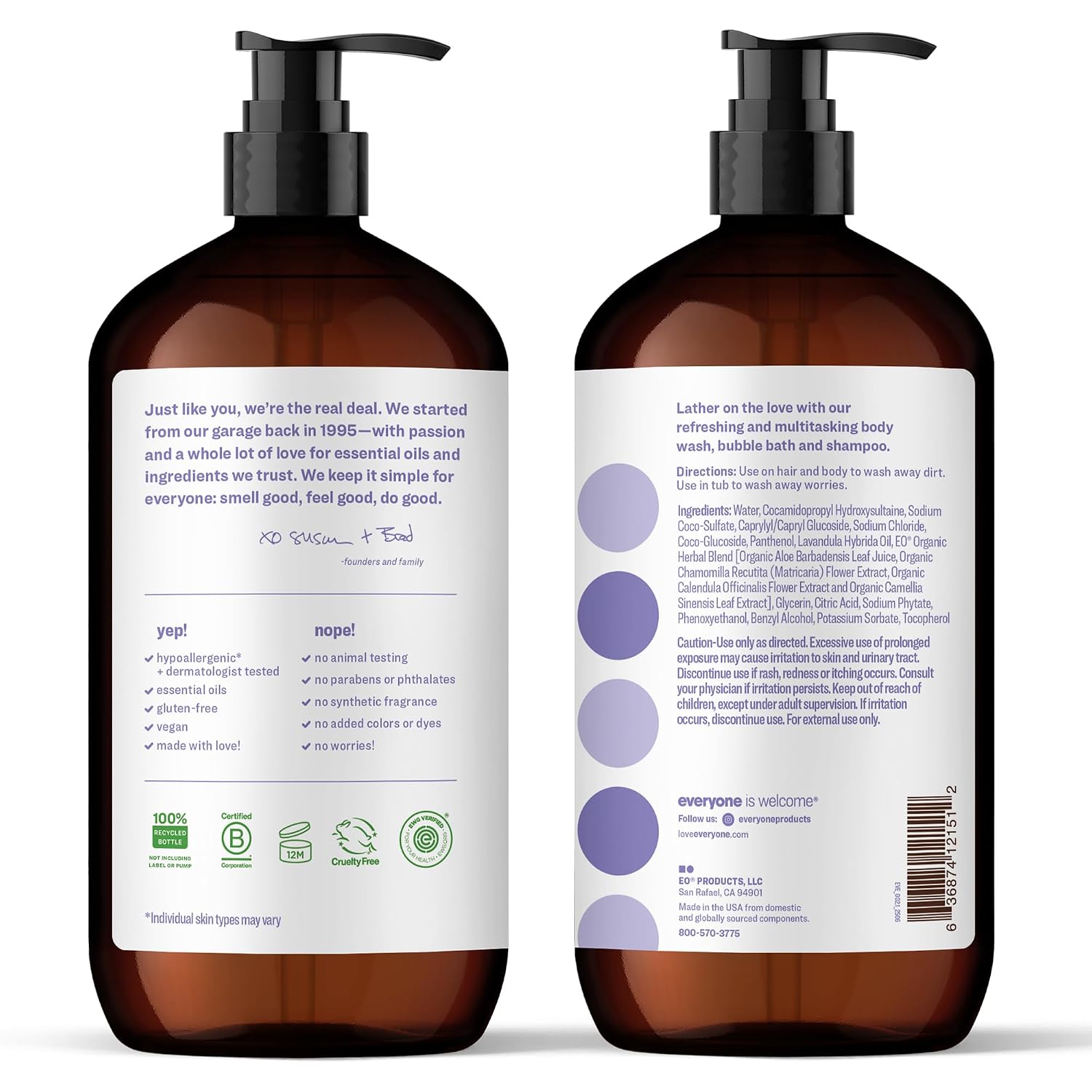 Everyone 3-in-1 Soap Body Wash Bubble Bath Shampoo Coconut Lemon 32oz 2pk | Natural essential oil formula | body wash | shampoo | bubble bath in one | coconut lemon scent | bulk value 2-pack