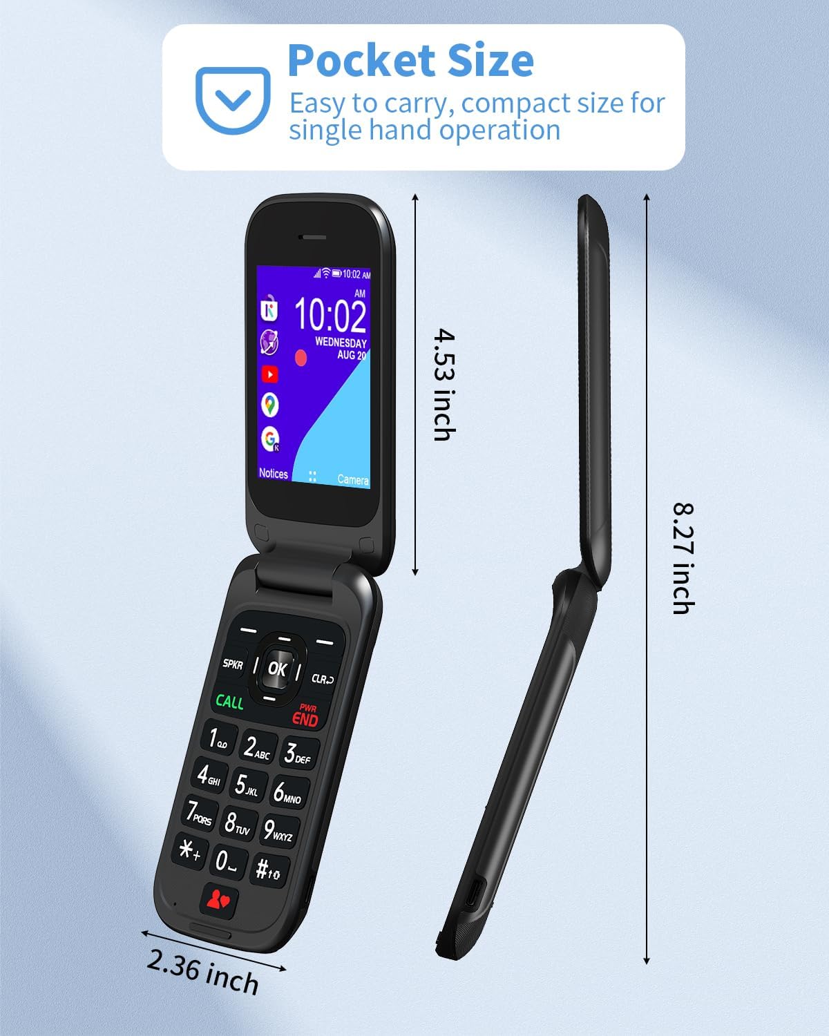 4G Flip Phone Unlocked, Basic Smart Cell Phone for Seniors Backup
