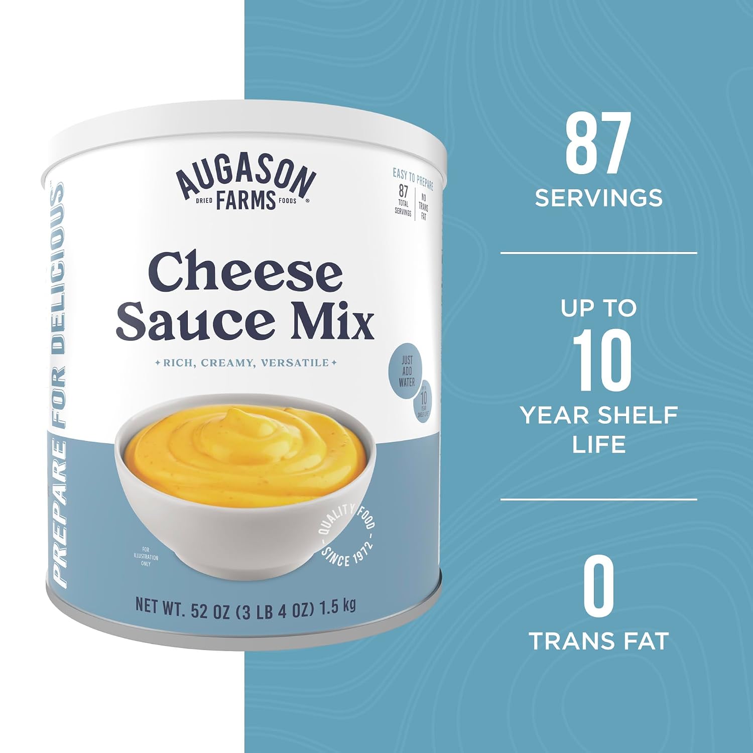 Augason Farms Cheese Sauce Mix Can | Emergency Food Supply, 87 Servings, 10 Year Shelf Life, Shelf Stable Cheddar Cheese Powder Canned Food