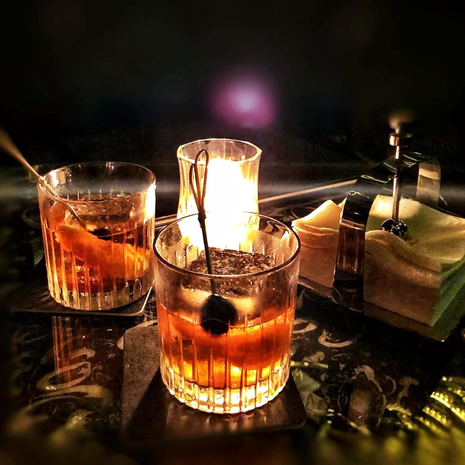 GLASKEY 12 oz Storm Japanese Whiskey Glasses Set of 4, Unique Cognac Glasses, Heavy Thick Bottom Bar Glass for Scotch Bourbon Rum Gin Water Cocktail,Gifts Men Gifts Ideas