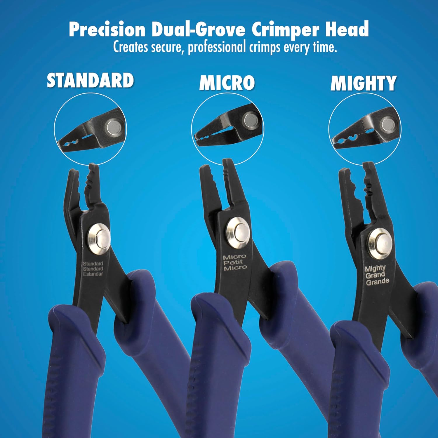 Beadalon Jewelry Crimping Tool Micro - Ergonomic & Compact, Dark Blue | Professional jewelry tools with precision crimping, ergonomic grips, versatile performance, and organized storage options.