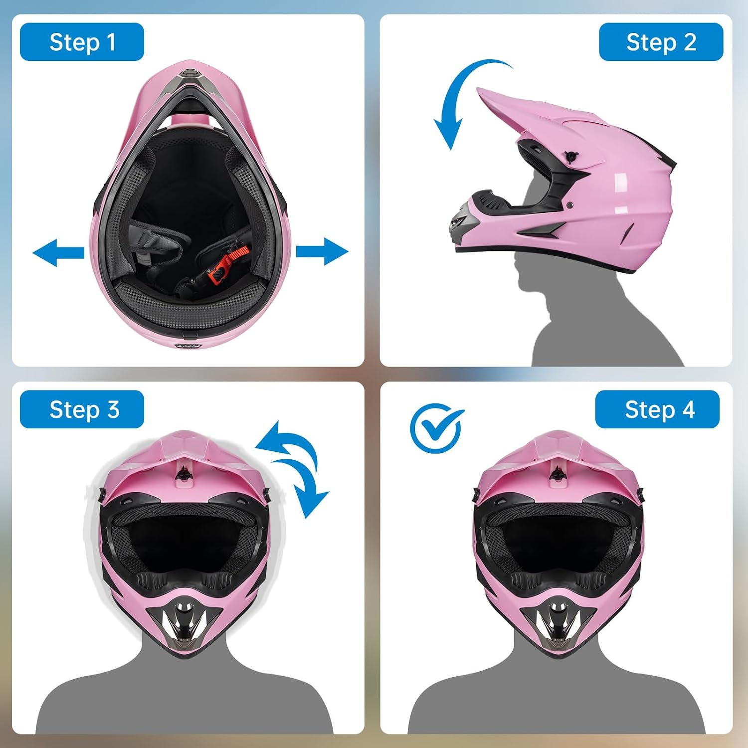 Youth Kids Dirt Bike Motocross Helmet (Goggles Gloves Face Mask) 4PCS Set, DOT Approved Full Face Motorcycle Helmets