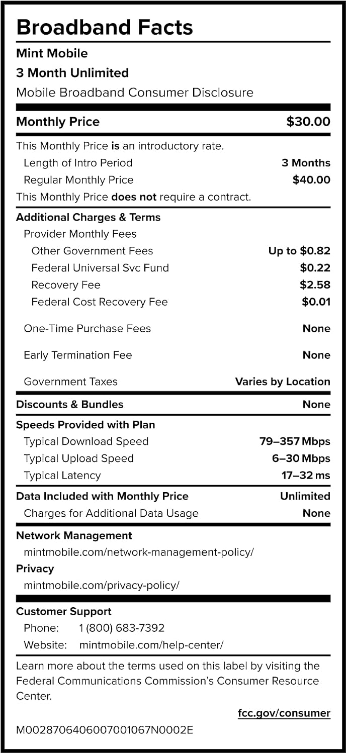 $15/mo. Mint Mobile Phone Plan with 6GB of 5G-4G LTE Data + Unlimited Talk & Text for 3 Months (3-in-1 SIM Card)