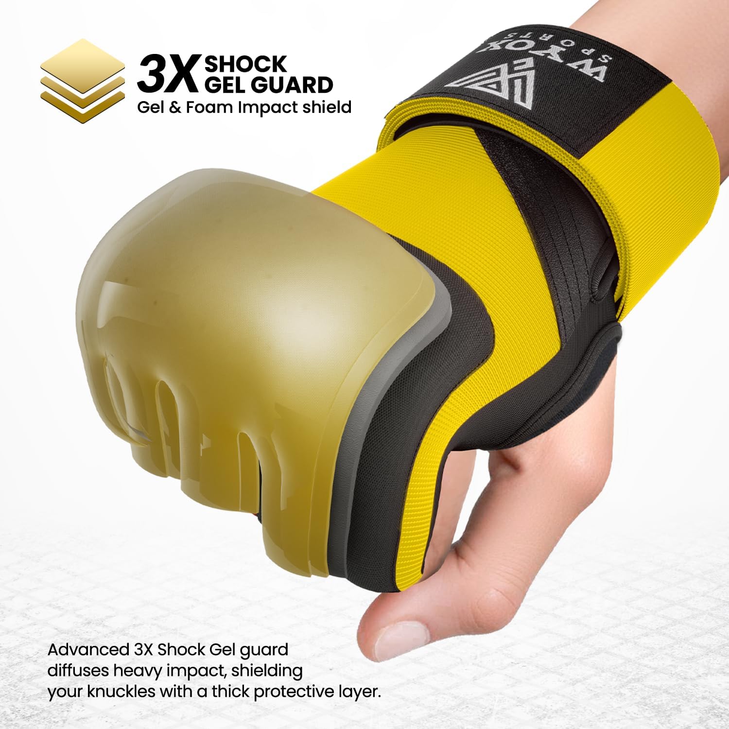 WYOX Neoprene Gel Boxing Hand Wraps Inner Gloves for Men & Women – 80cm/31in Quick Wrist Strap, Padded Knuckle Protection