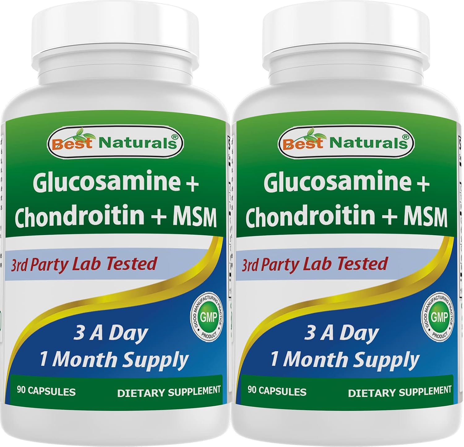Best Naturals, Glucosamine Chondroitin MSM Supplements, 2600 mg per Serving, 90 Capsules (90 Count (Pack of 1))