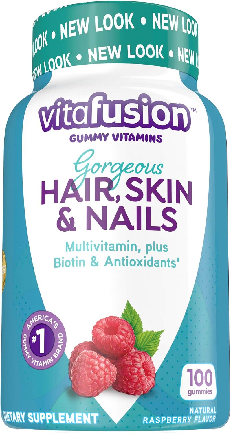Vitafusion Hair Skin and Nails Gummies | Biotin 5000mcg | 100 Count | Gummy Vitamins for Adult Women & Men | Berry Flavor | Gluten-Free Multivitamin Supplement