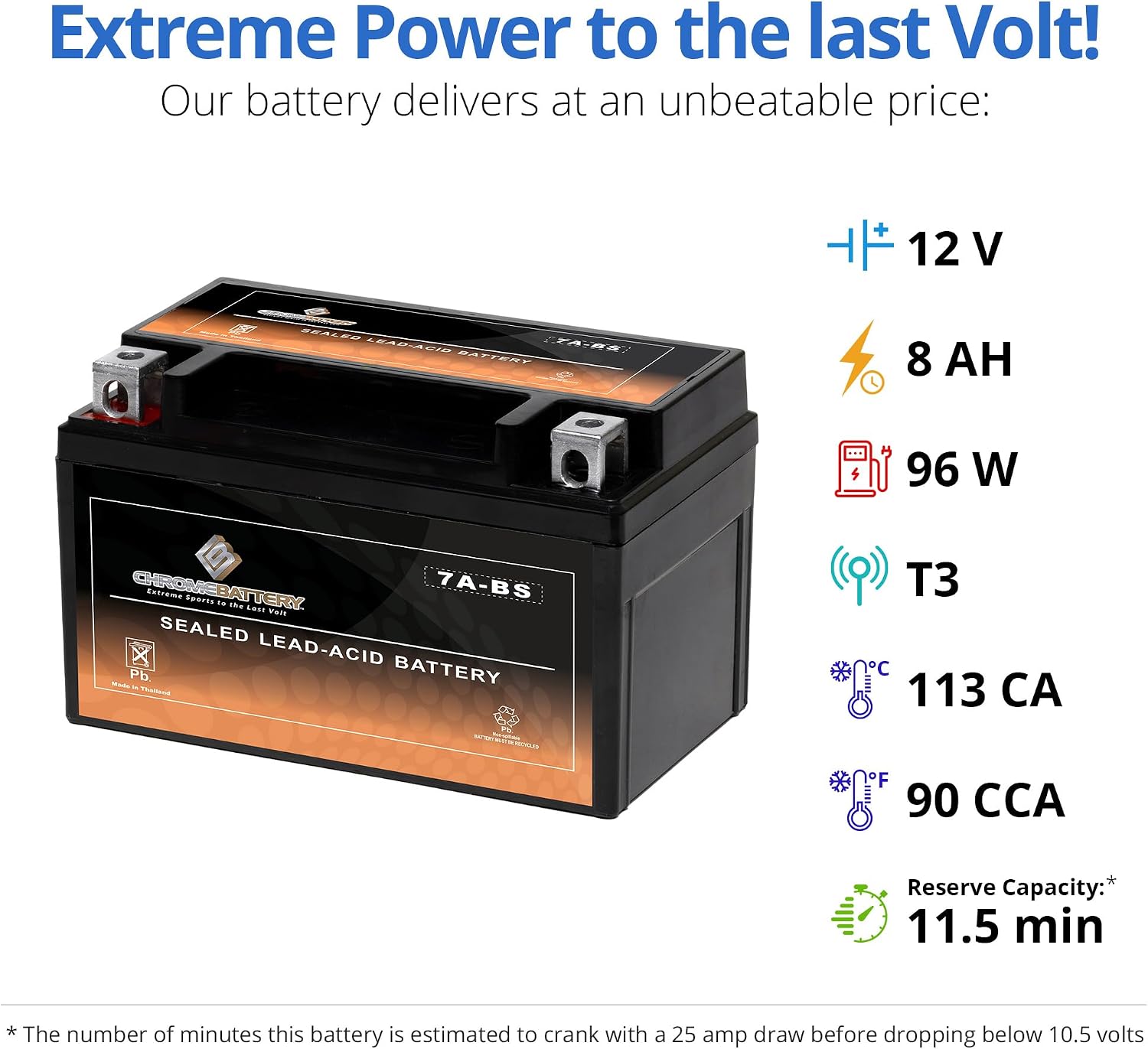 CB CHROMEBATTERY YTX30L-BS 12V 385 CCA AGM – Maintenance-Free 30Ah Battery for Harley, ATV, UTV, Snowmobile, Jet Ski – T3 Nut & Bolt Terminal – Fits Harley Touring, Polaris Sportsman 850