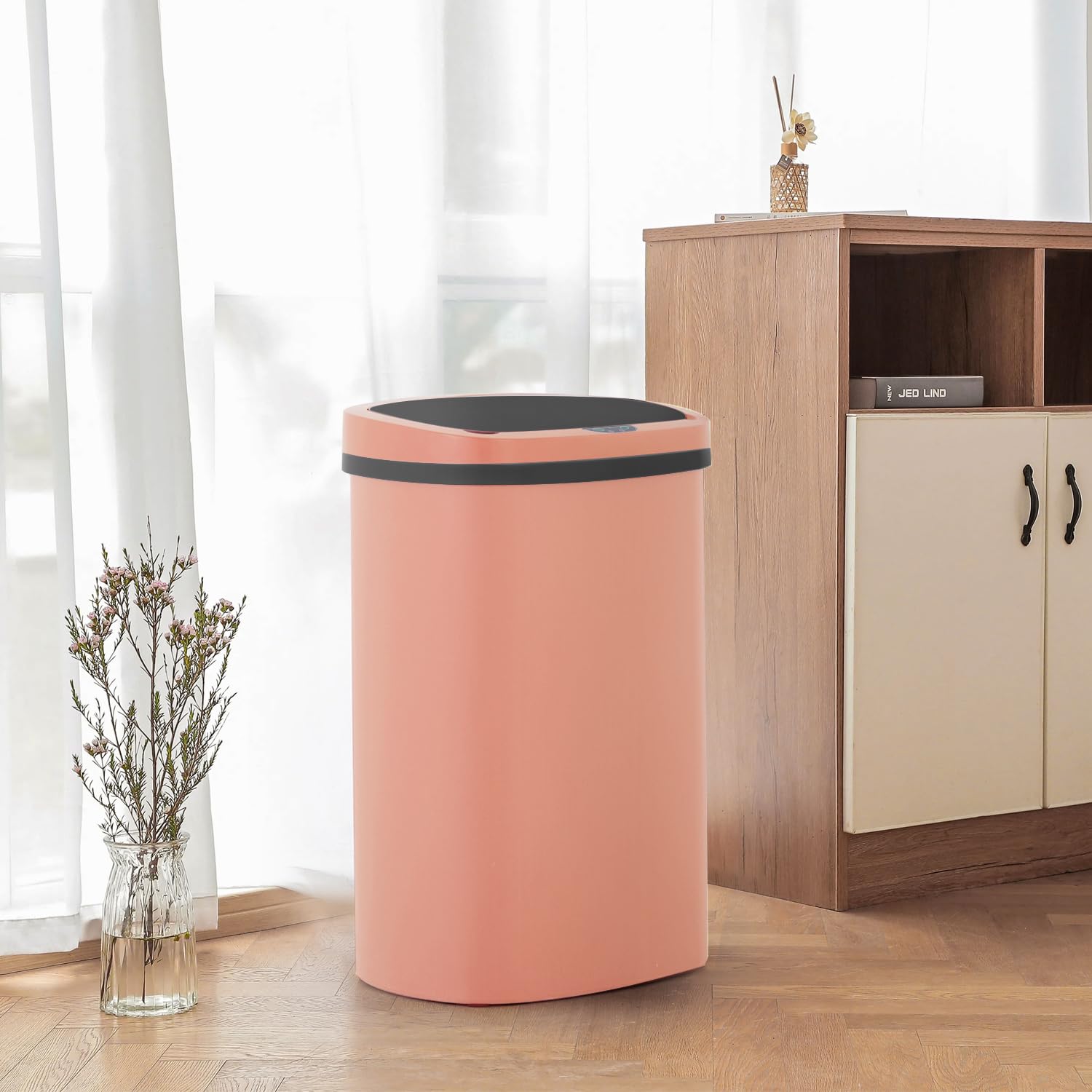 FDW | 13 Gallon Stainless Steel Trash Can with Lid | Silver