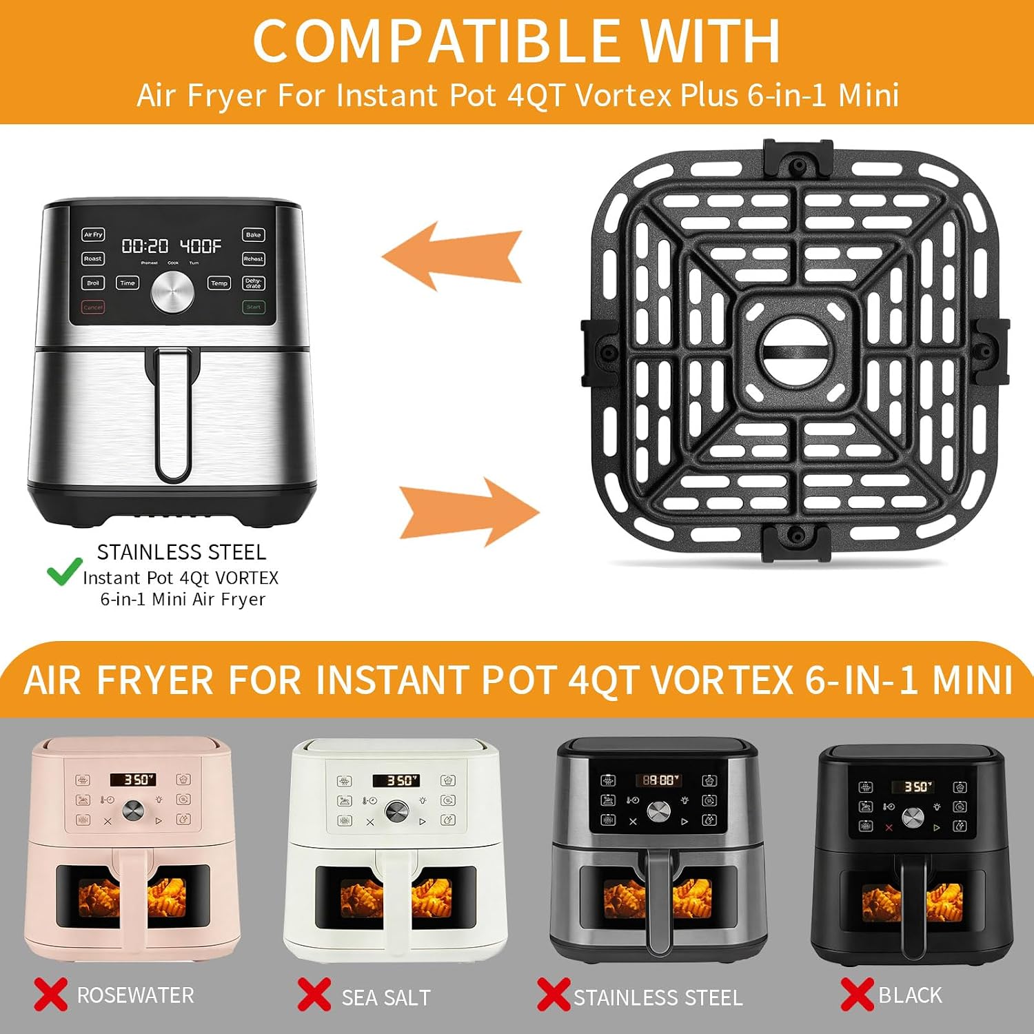 GXF Air Fryer Grill Pan for Instant Pot Vortex Plus 6 in 1 5.7QT 6 QT Gourmia GAF735 6 QT Air Fryer