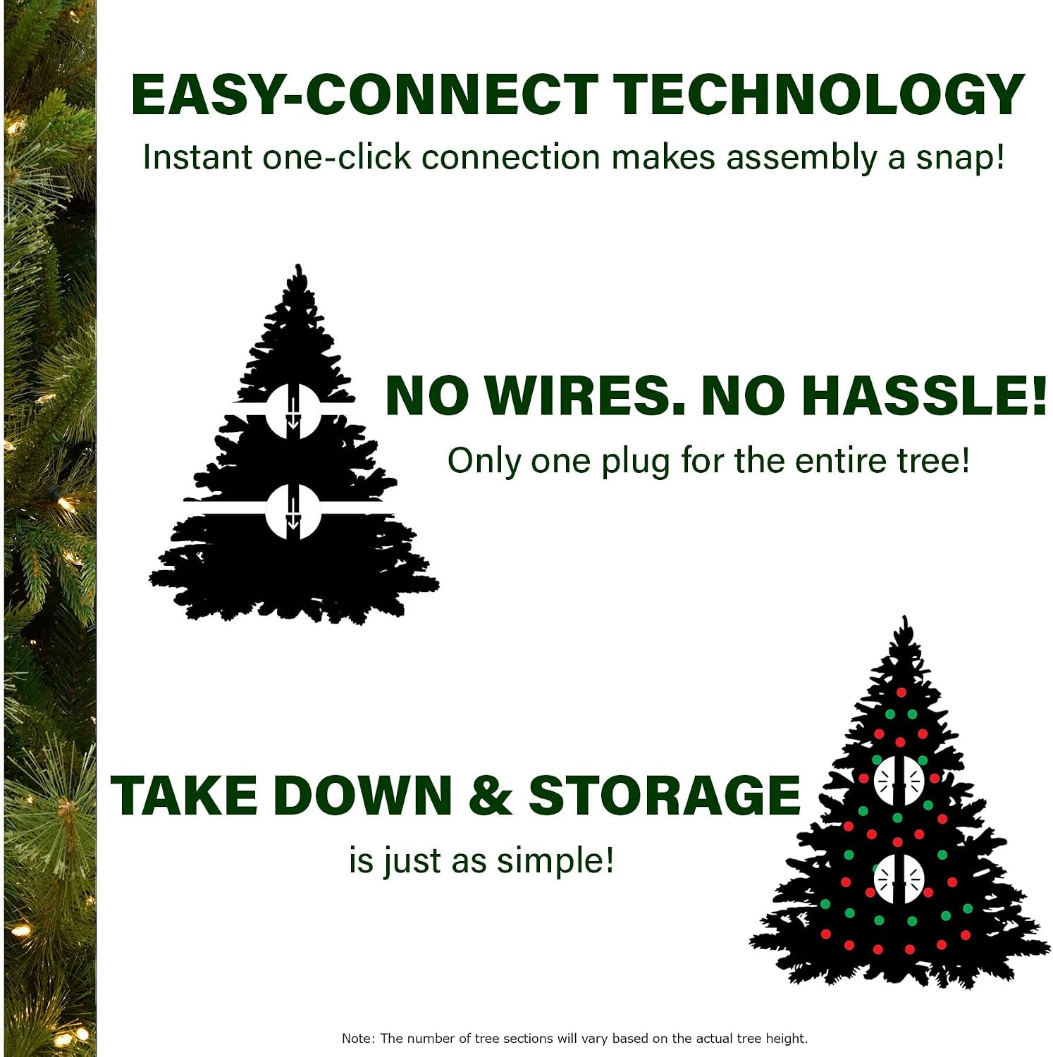 Fraser Hill Farm 7.5-Ft. Mountain Pine Flocked Artificial Christmas Tree with Stand, Unlit Foldable Fake Tree with Realistic Snowy Foliage for Home Decoration