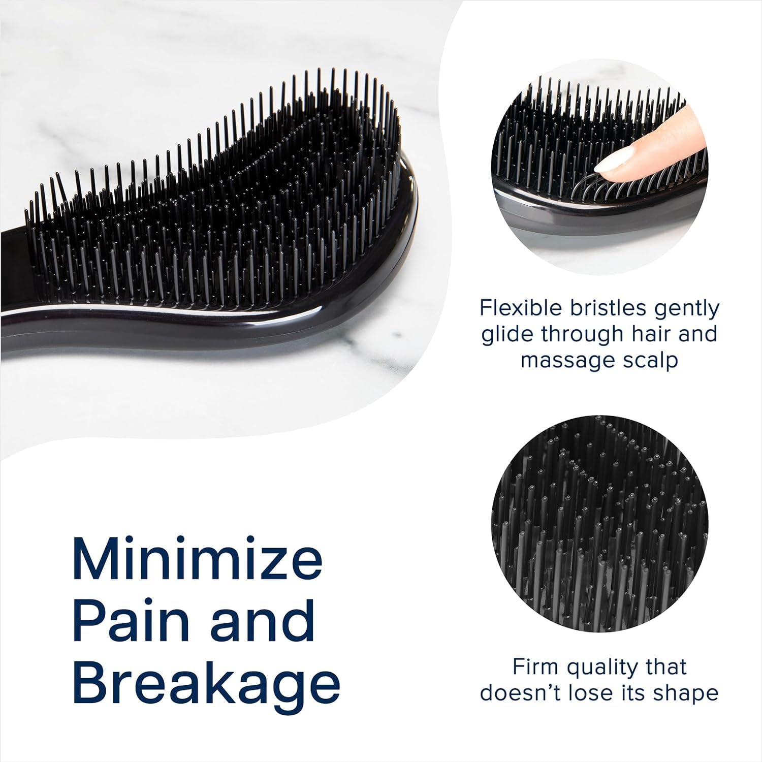 Crave Naturals Glide Thru Hair Brush - Detangler Brush for Curly, Straight, Wet or Dry Hair - Gentle Detangling Brushes for Adults, Kids, Toddlers - Hair Accessories for Women, 7.5x3" - Pink