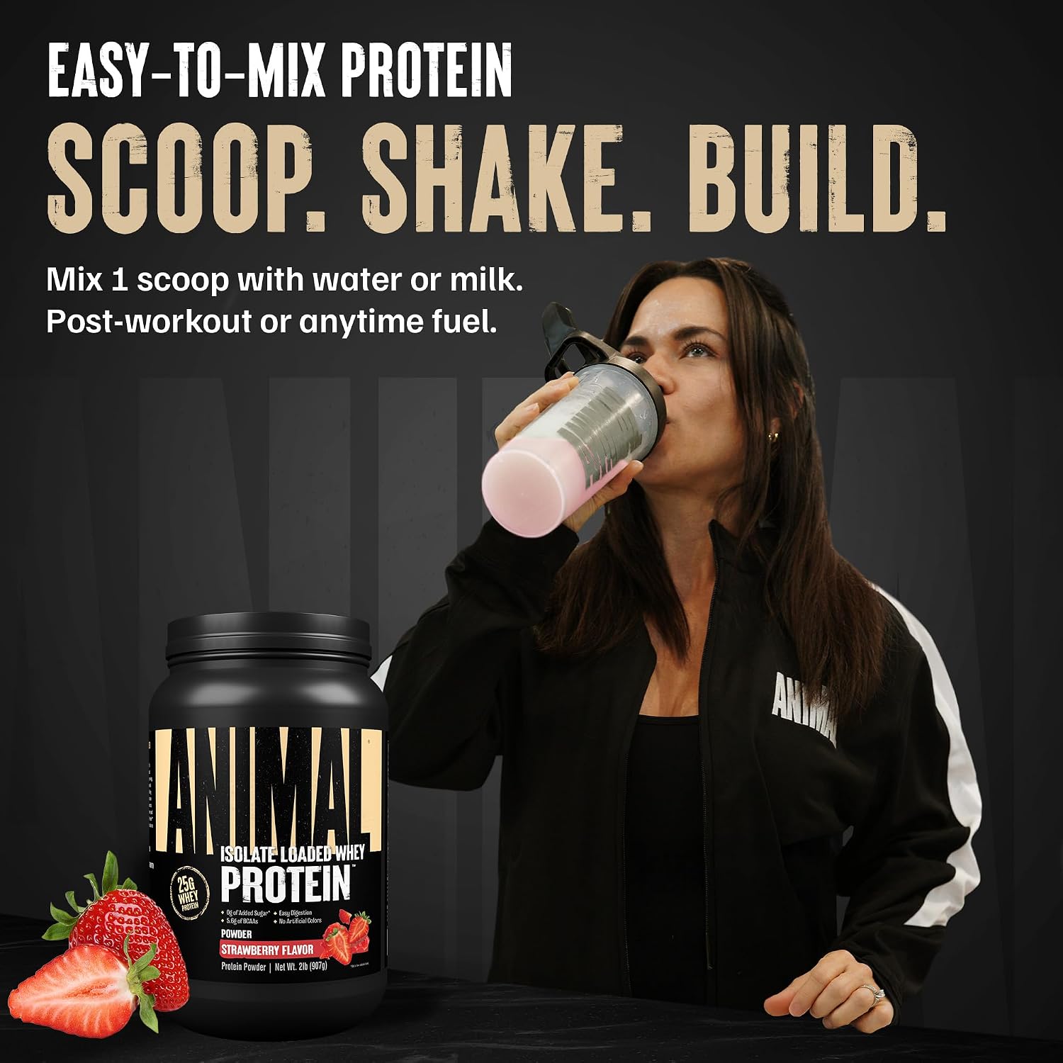 Animal Whey Isolate Protein Powder - Loaded for Pre & Post Workout Muscle Builder and Recovery with Digestive Enzymes for Men & Women - 25g Protein, Great Taste, Low Sugar - Chocolate 2 lbs