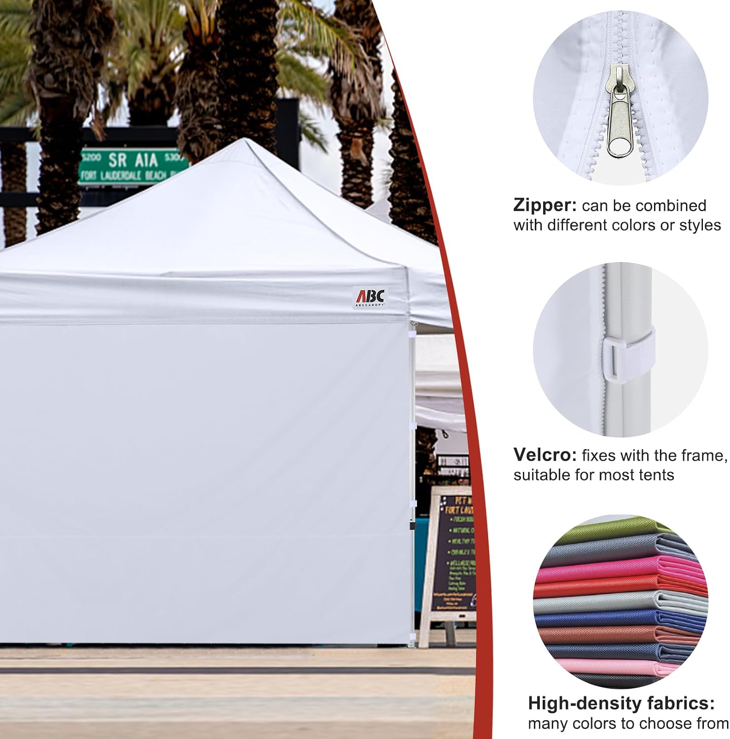 ABCCANOPY Instant Canopy SunWall 10x10 FT No Frame or Top, White