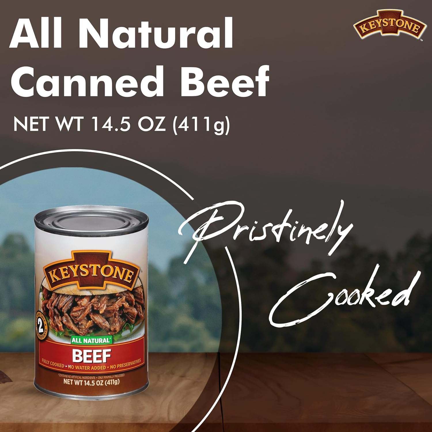 Keystone Meats All Natural Heat and Serve Ground Beef 14 Oz Fully Cooked Canned Meat Shelf Stable Emergency Survival Canned Food Ready to Eat No Preservatives Gluten Free Made in USA Pack of 2