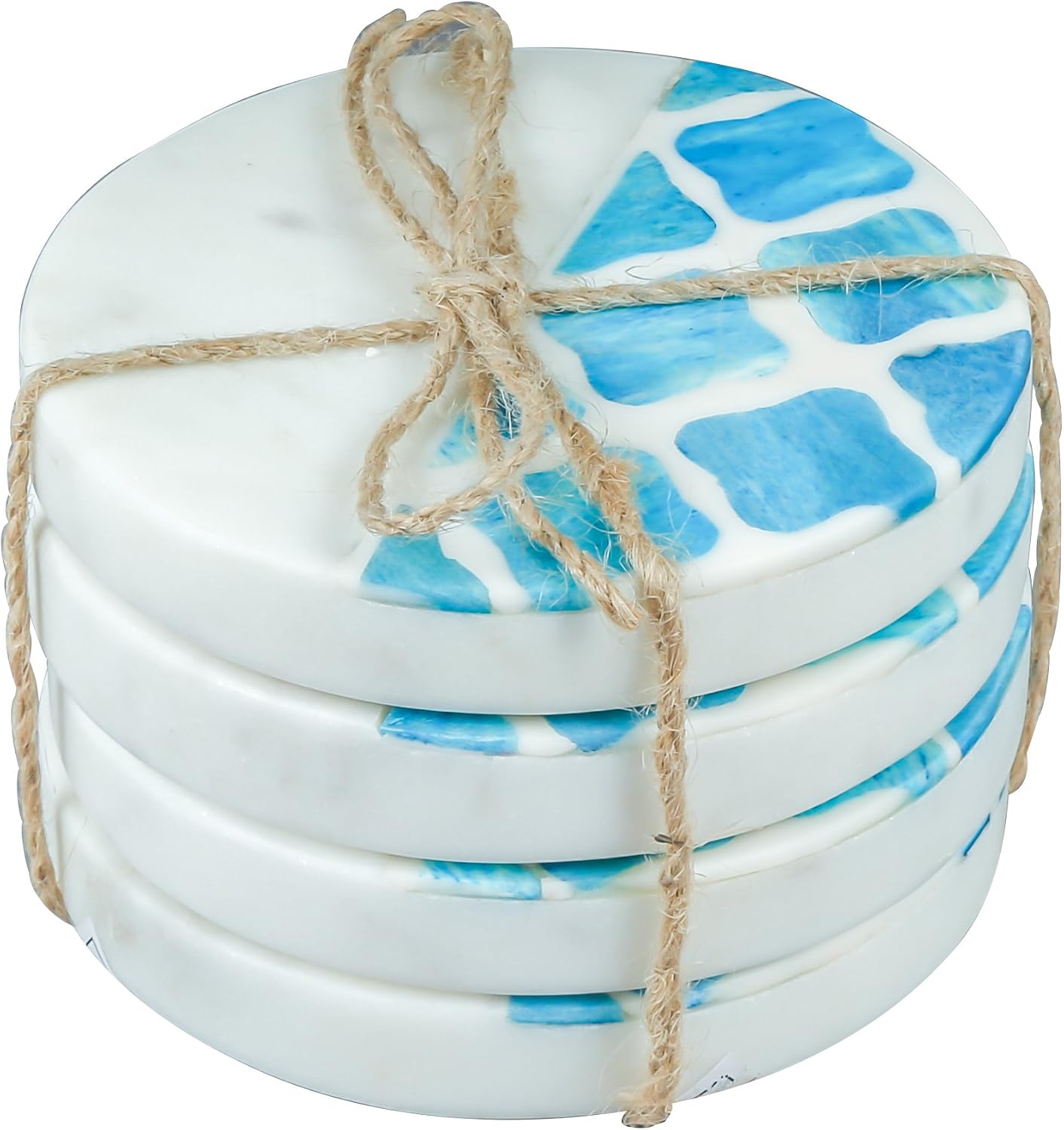 Thirstystone 4 Pack Natural Marble Square Coasters with Protective Cork Backing, Elegant, Luxourious, Easily Wipes Clean