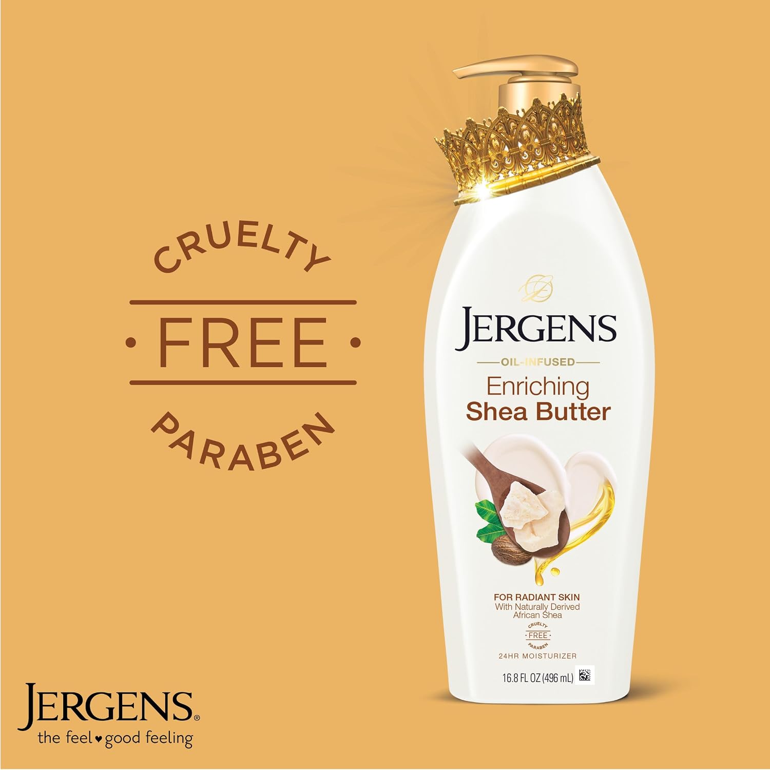 Jergens Shea Butter Body Lotion, Deep Moisturizer for Dry Skin, 16.8 fl oz | Enriching Hand and Body Lotion, Vitamin E, Extremely Dry Skin Relief, 2.5X More Radiant Skin, Deep Conditioning