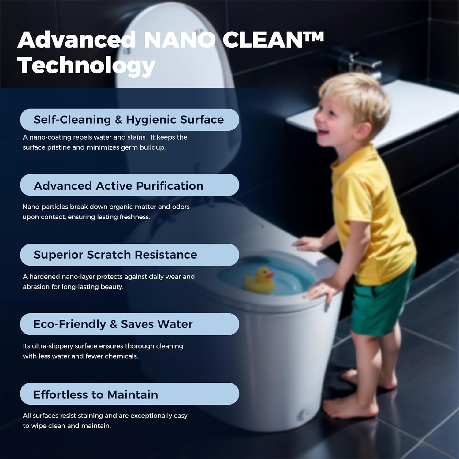 Smart Toilet with Bidet built in, Bidet Toilet with Water Filtration | Nano Self-Cleaning Glaze, Pump assisted, Auto Deodorizer, Blackout Flush