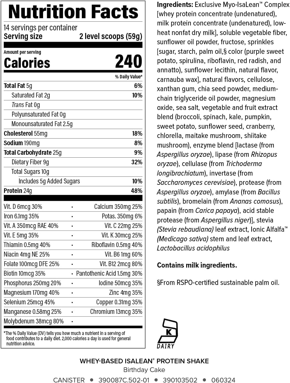 IsaLean Protein Shake - Complete Nutrition for Maintaining Healthy Weight & Lean Muscle Growth Enhanced with MCT Oil - 24 Vitamins & Minerals - 28.1 oz - 14 Meal Canister - Creamy Chocolate