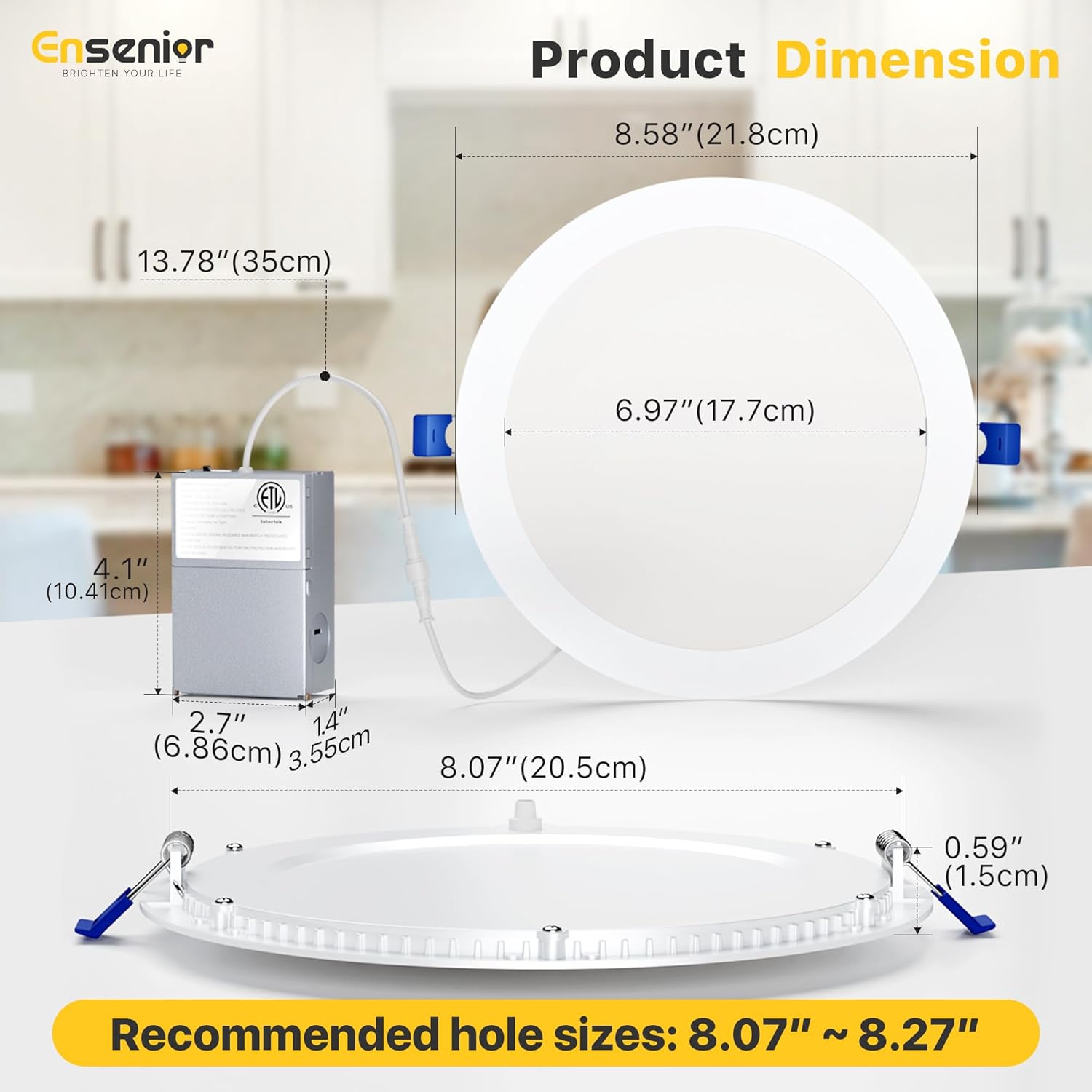 Ensenior 6 Pack 6 Inch LED Recessed Light, 5CCT Dimmable Canless Wafer