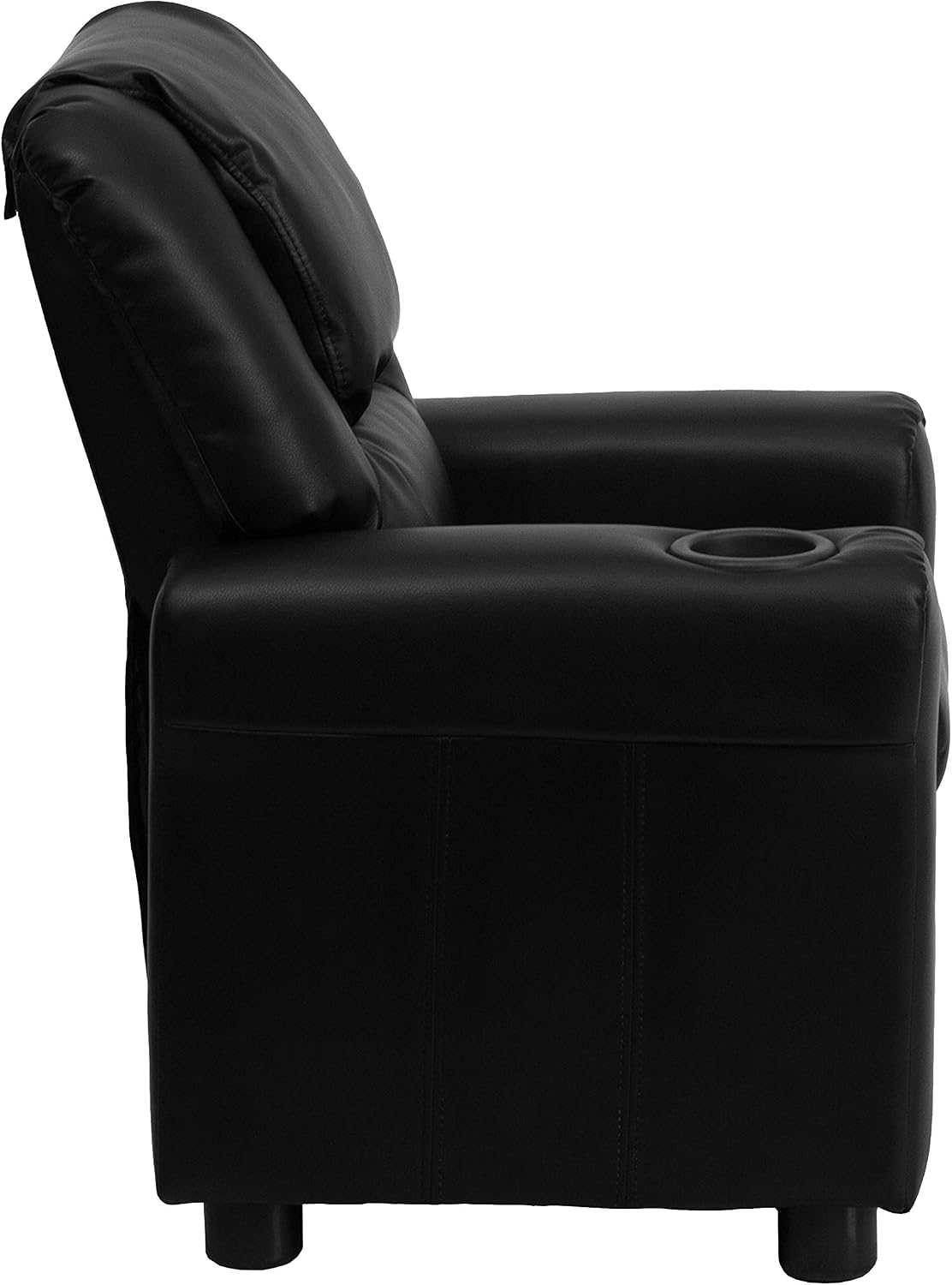 Flash Furniture Vana LeatherSoft Kids Recliner with Cup Holder, Headrest, and Safety Recline, Contemporary Reclining Chair for Kids, Supports up to 90 lbs., Brown | Manual Recline, Padded Seat and Back, Child-Friendly Design, Safety Recline Feature