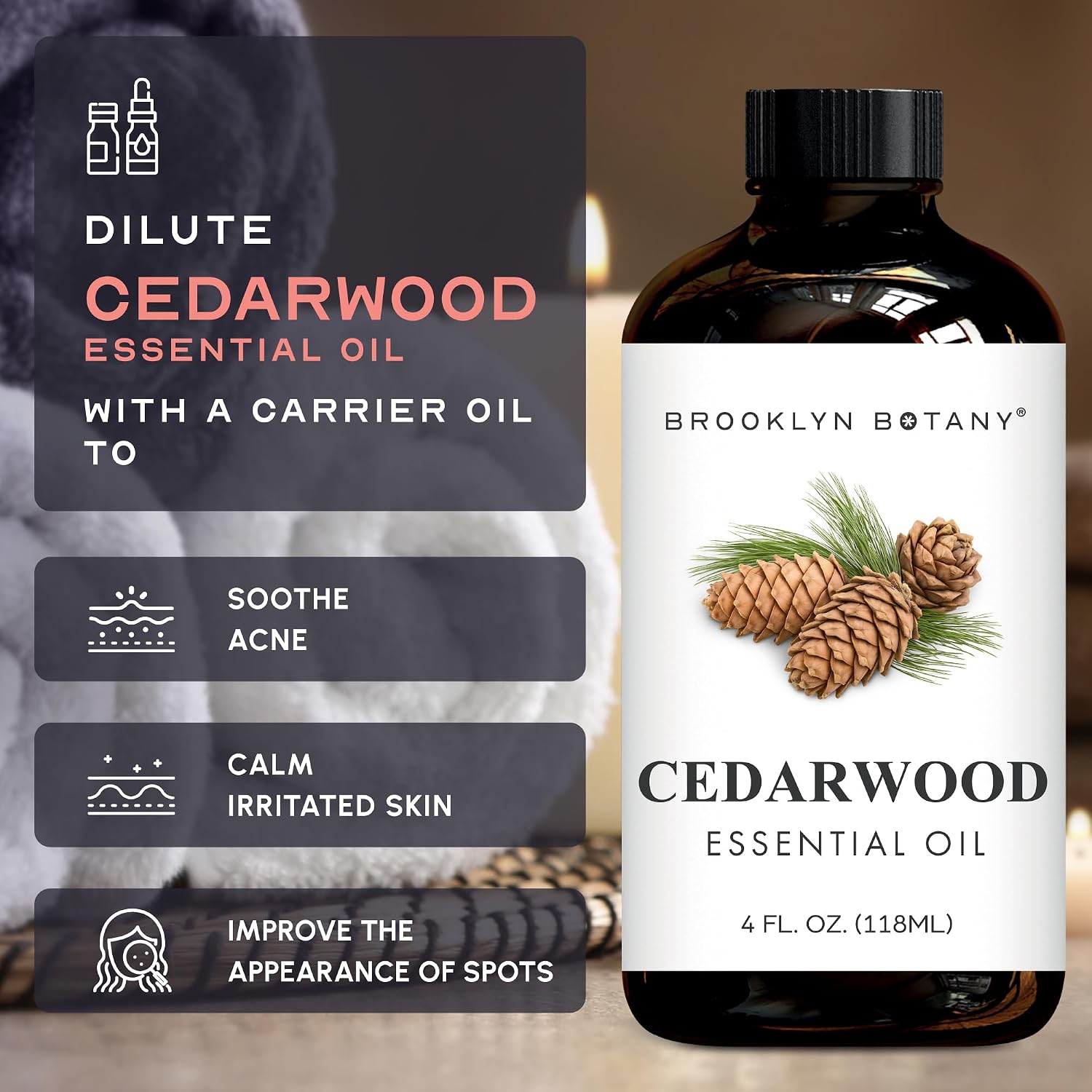 Brooklyn Botany Peppermint Essential Oil - Huge 4 Fl Oz - 100% Pure and Natural - Premium Grade with Dropper - for Aromatherapy and Diffuser