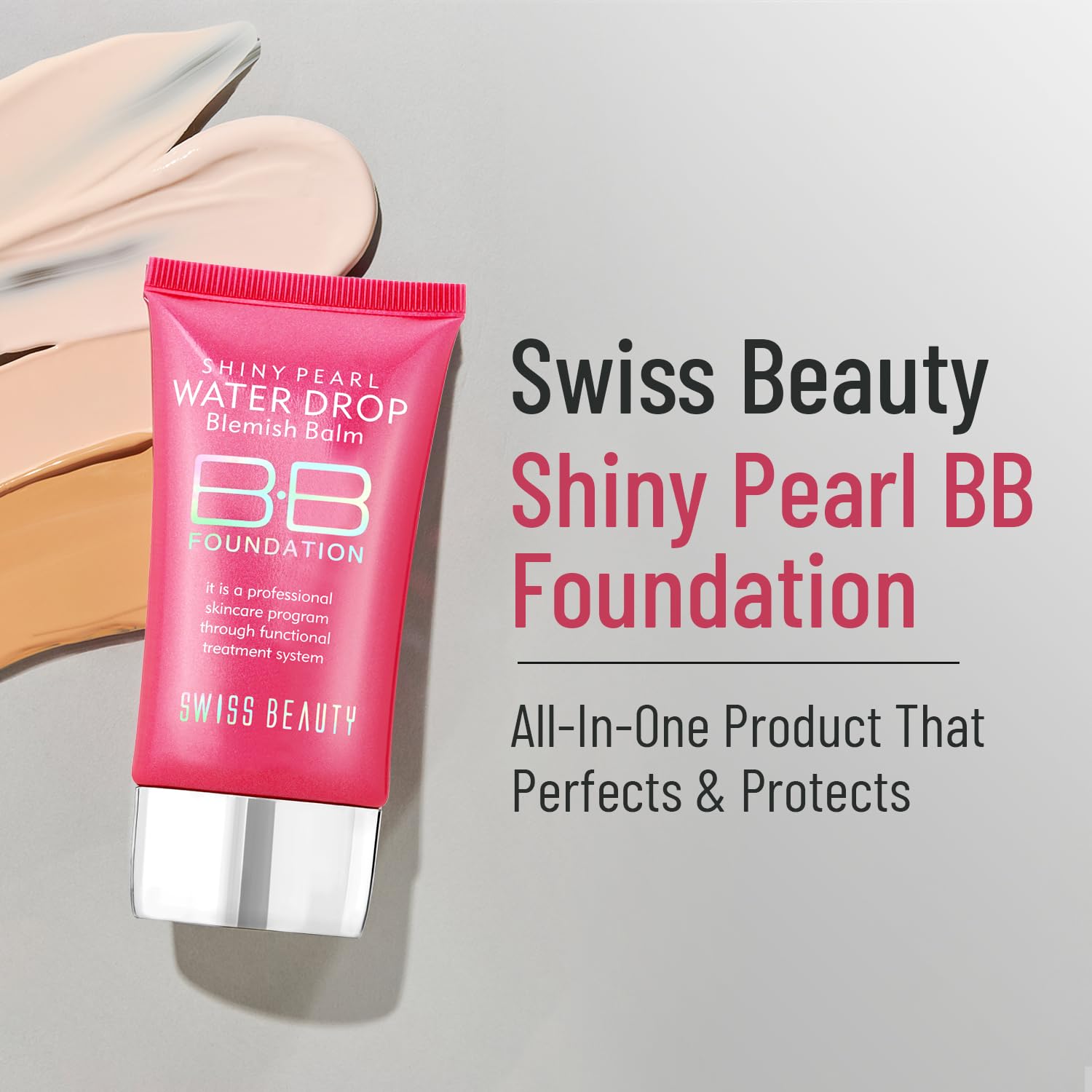 Swiss Beauty Matte Shiny Pearl Water Drop Blemish Long Lasting Balm BB Lightweight, Liquid Foundation, Face Makeup, Shade-04, 40ml