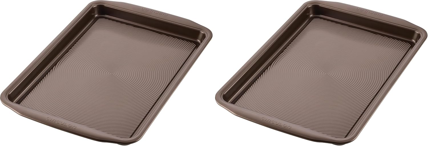 Circulon Bakeware Nonstick Cookie Pan Set, Cookie Sheets for Baking, 2-Piece, Gray