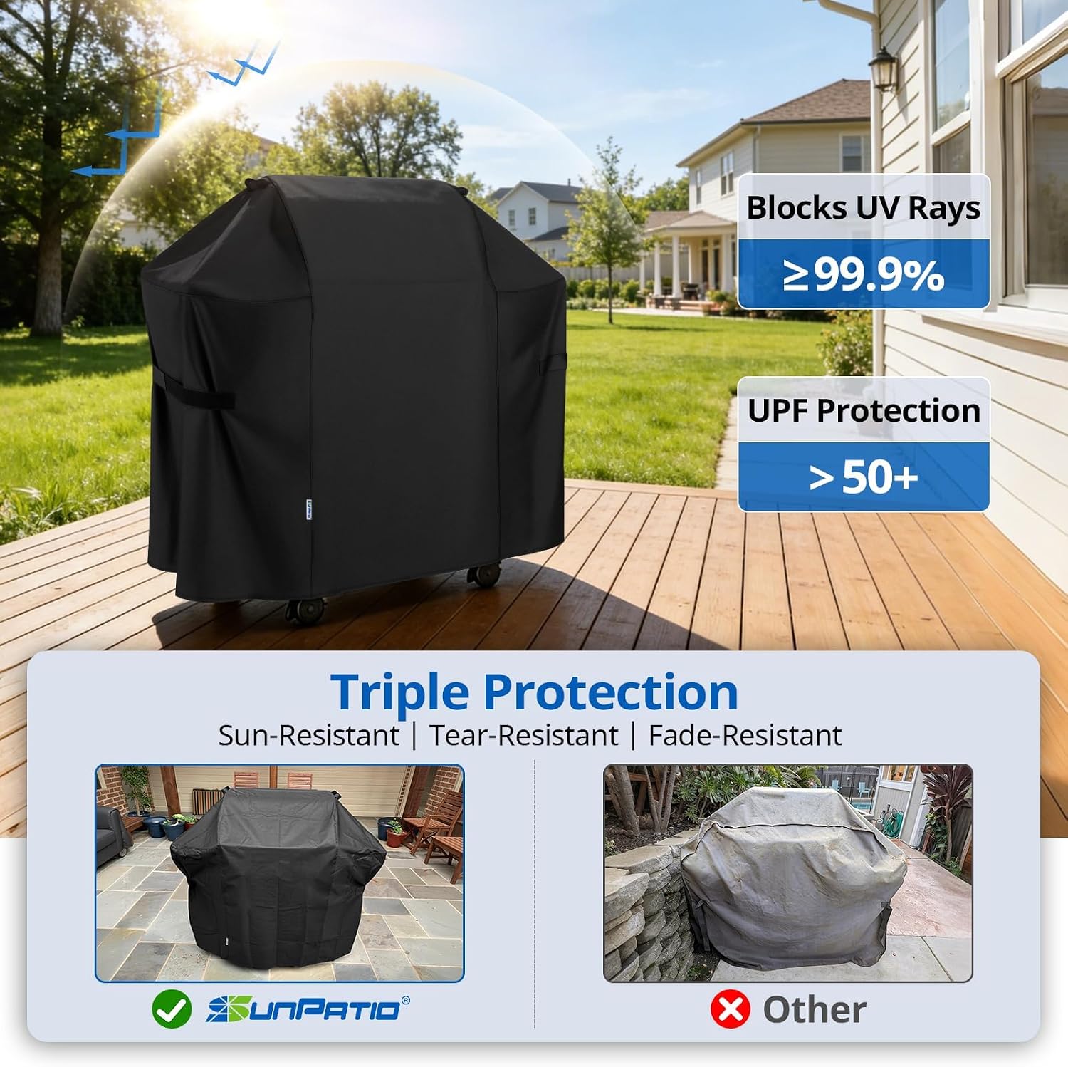 2 Burner Gas Grill Cover 32 inch, Heavy Duty Waterproof Small BBQ Grilling Cover, Compatible for Weber Char-Broil Nexgrill and More Grills with Collapsed Side Tables, All Weather Protection