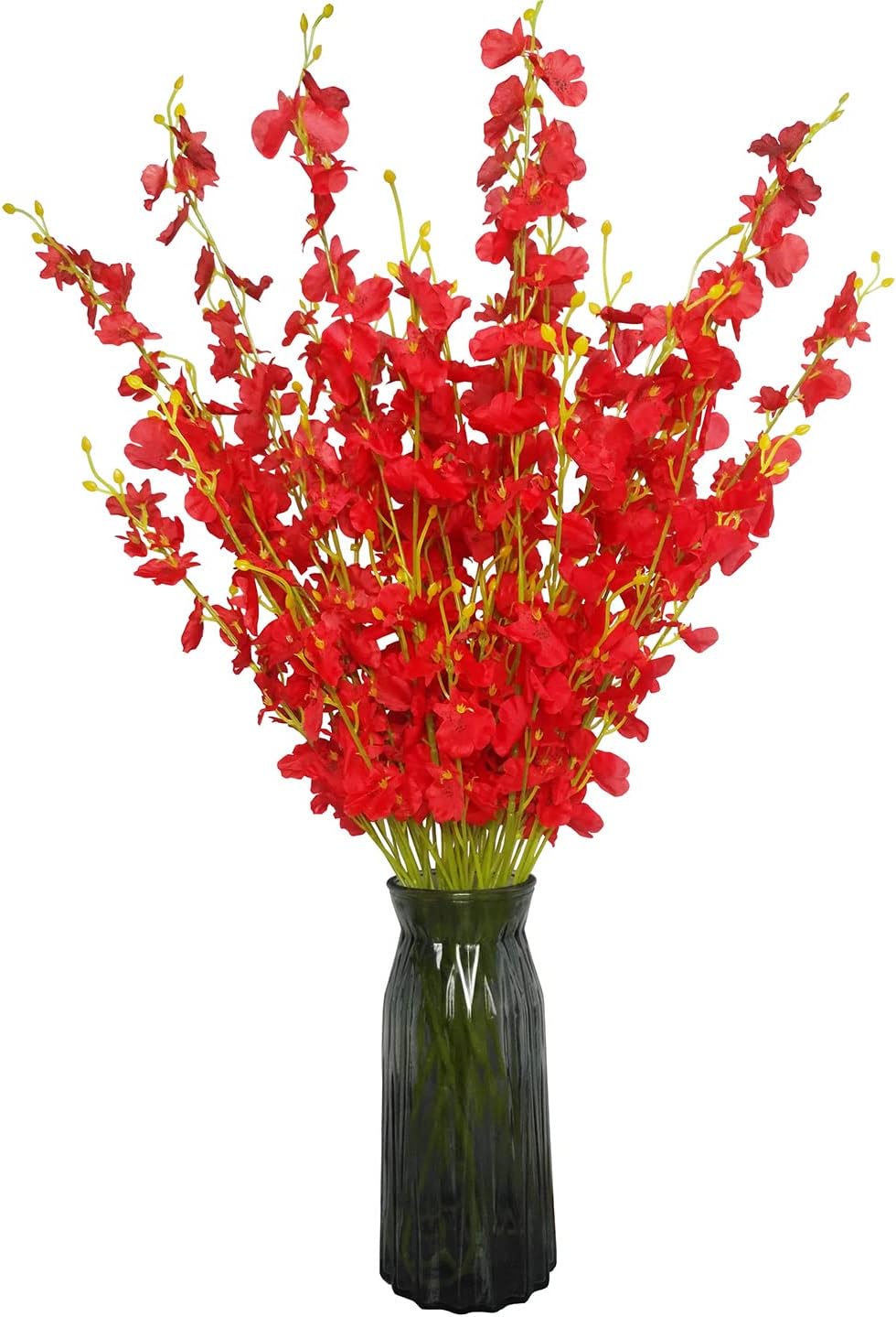 Yellow Artificial Flowers Orchids Silk Fake Flowers in Bulk, 12 Pcs (Each 38.5”), for Wedding Festive Party Home Office Decoration, No Include Vase