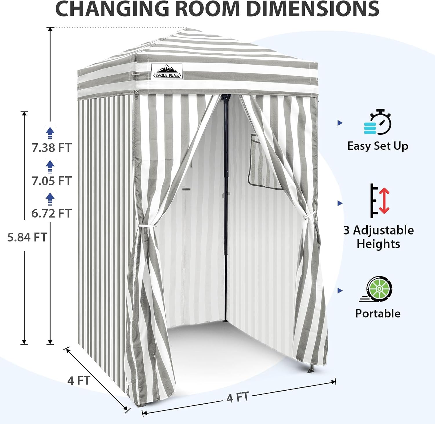 EAGLE PEAK 4x4 Pop Up Changing Tent, Outdoor Changing Room, Gray/White
